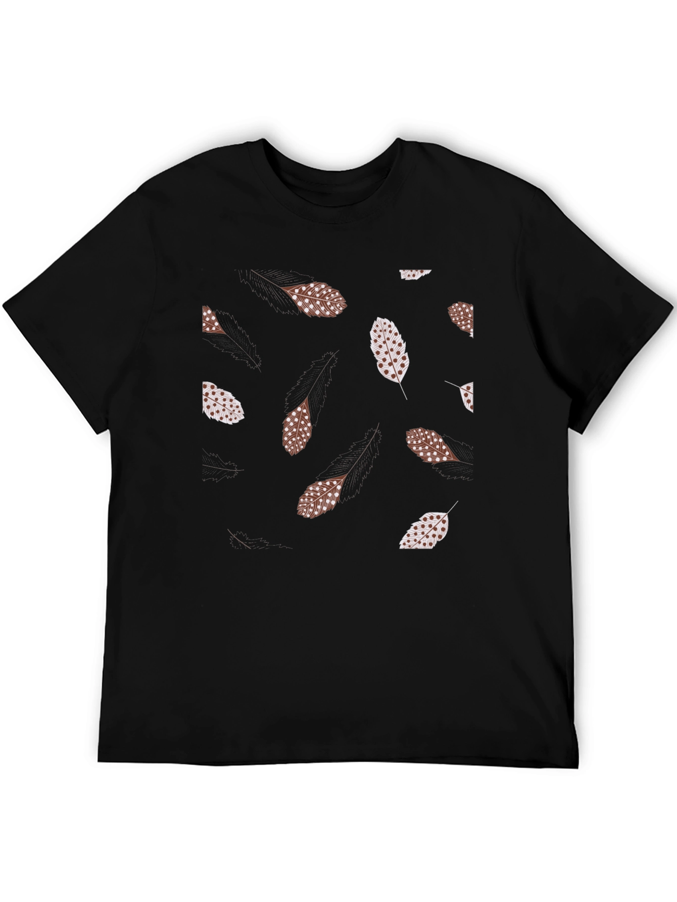 Feather Print Black T-Shirt