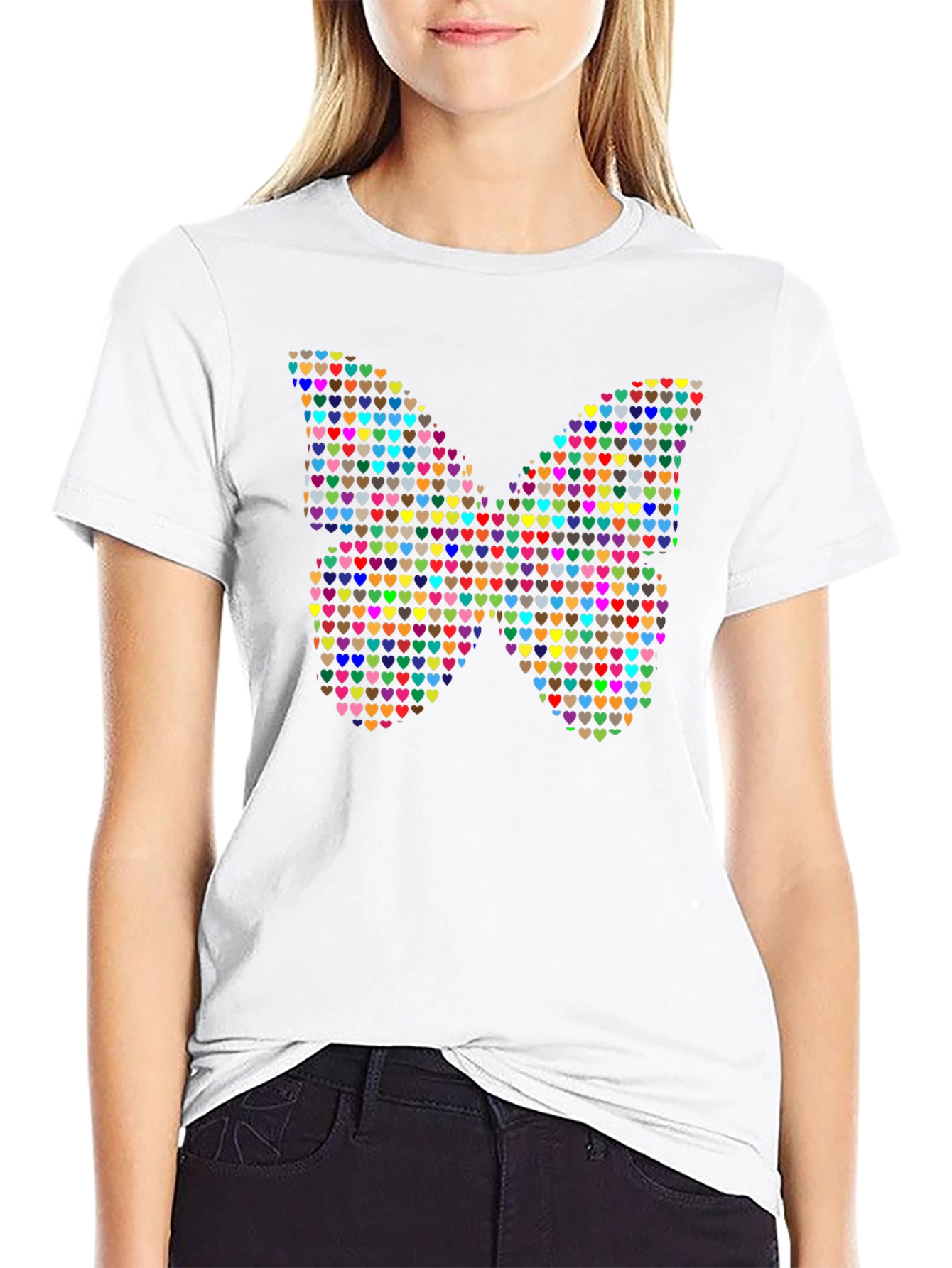 Heart Butterfly Black Graphic Tee