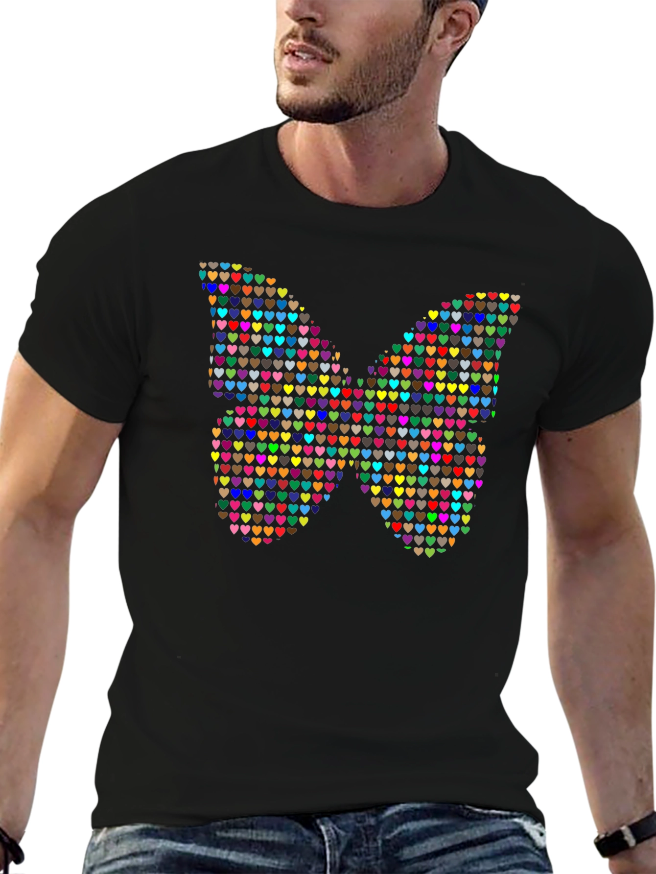 Heart Butterfly Black Graphic Tee