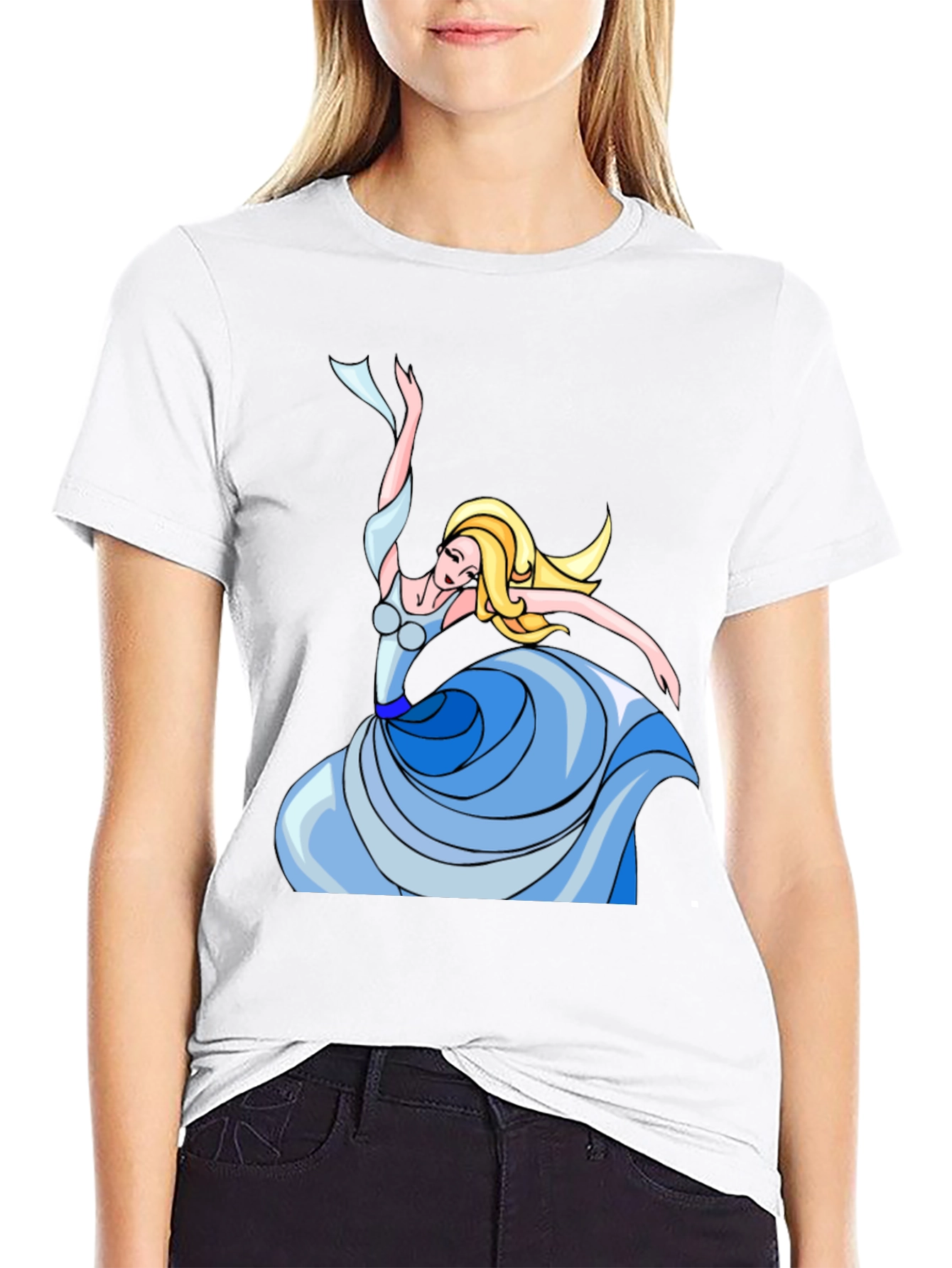 Dancing Woman Graphic Tee - Stylish Black T-Shirt