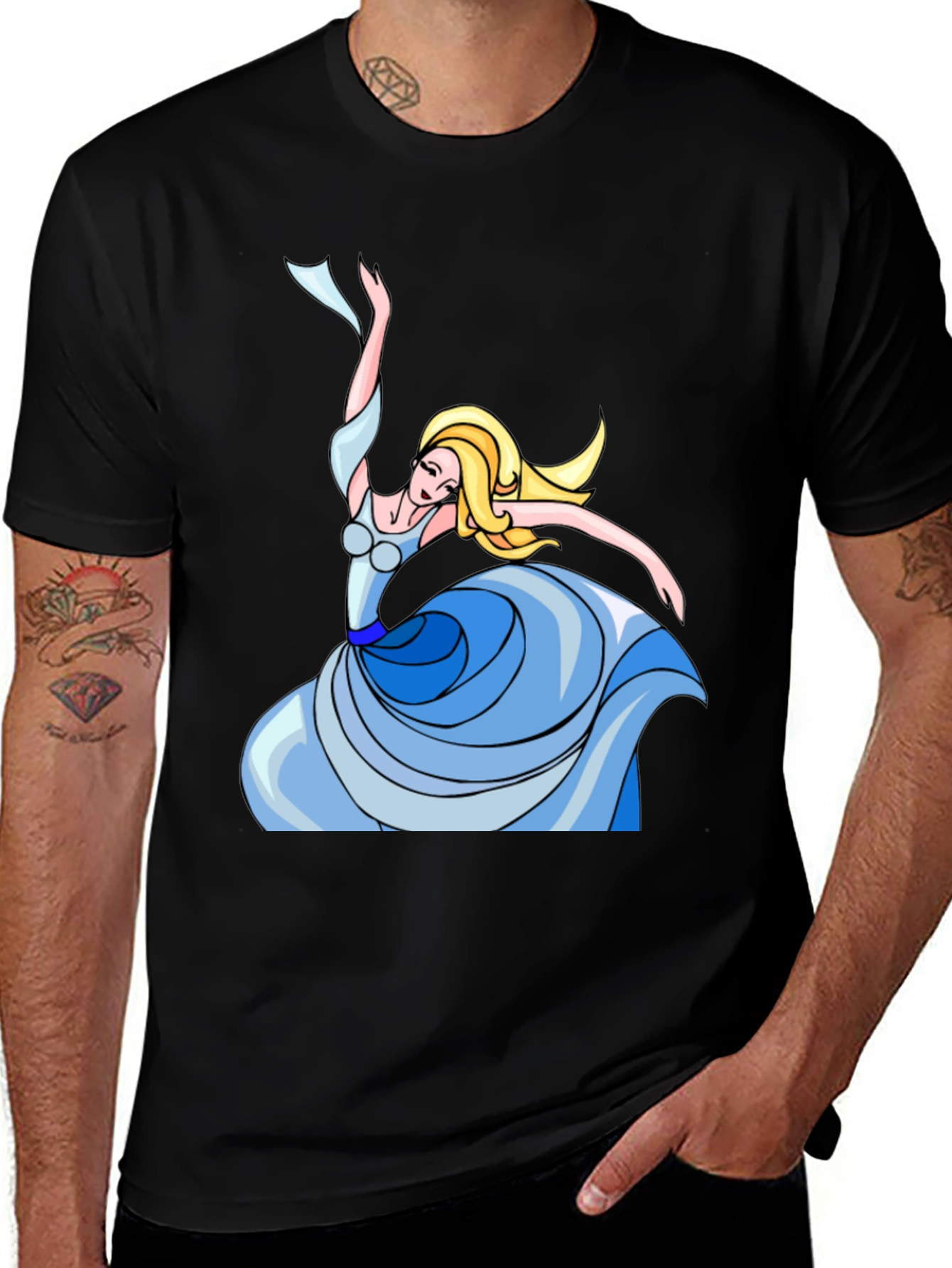 Dancing Woman Graphic Tee - Stylish Black T-Shirt