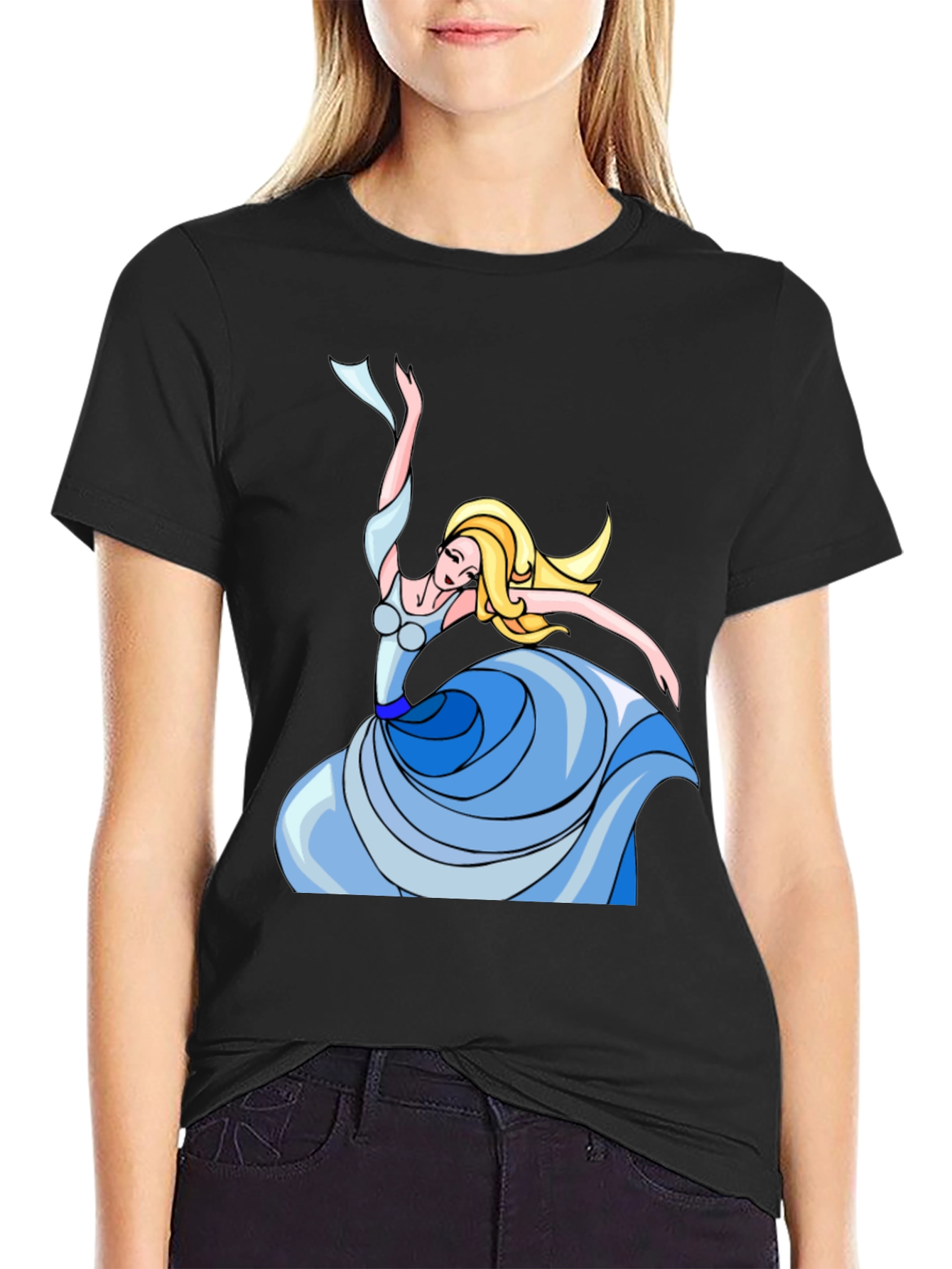 Dancing Woman Graphic Tee - Stylish Black T-Shirt