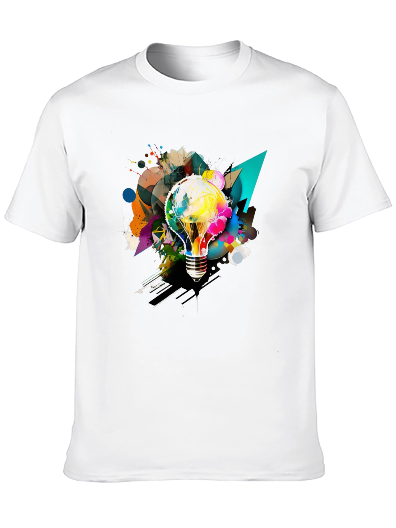Creative Idea Bulb Graphic Tee - Mens Black T-Shirt