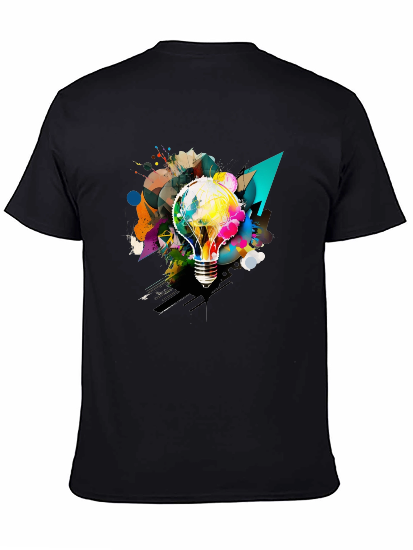 Creative Idea Bulb Graphic Tee - Mens Black T-Shirt