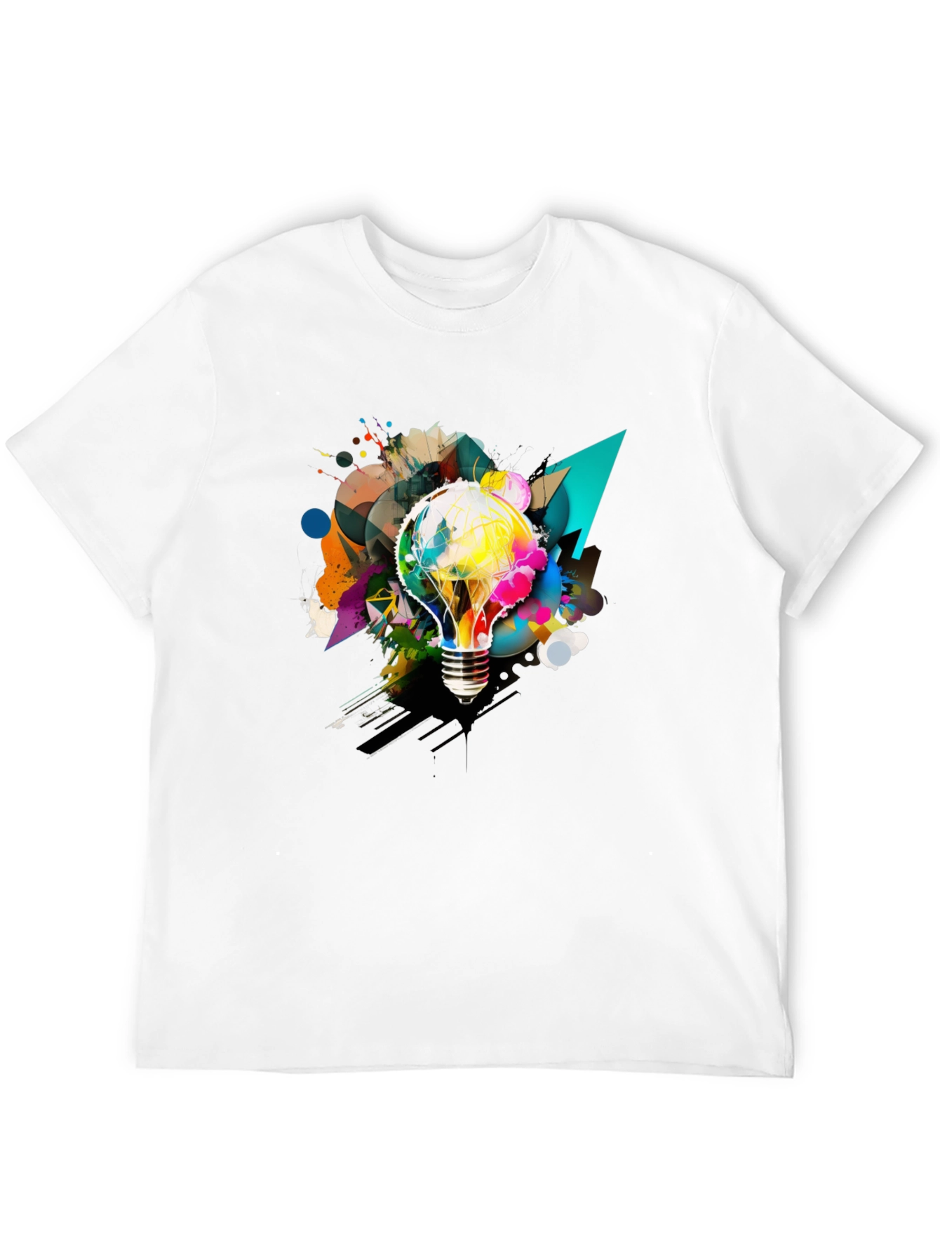 Creative Idea Bulb Graphic Tee - Mens Black T-Shirt