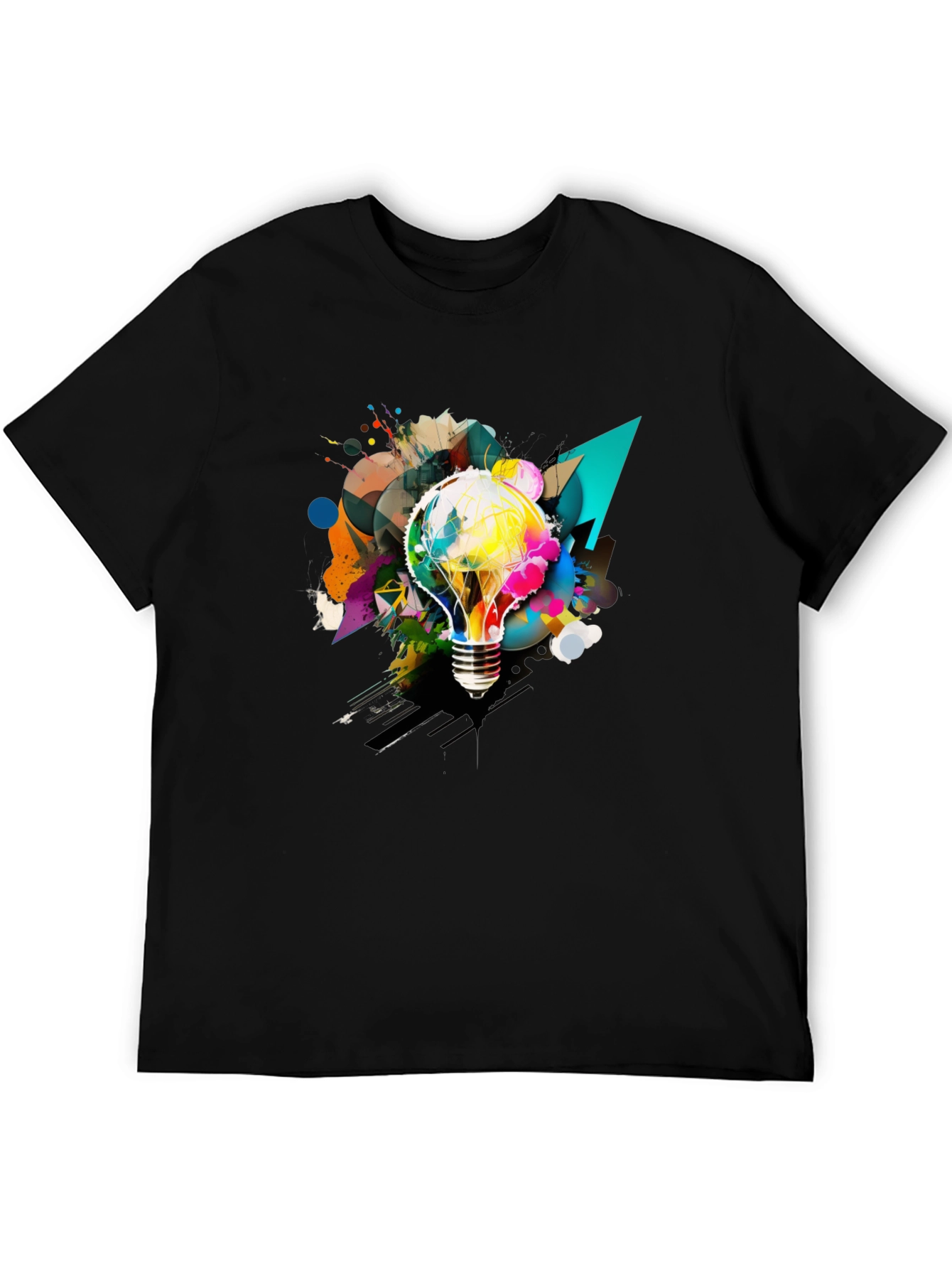 Creative Idea Bulb Graphic Tee - Mens Black T-Shirt