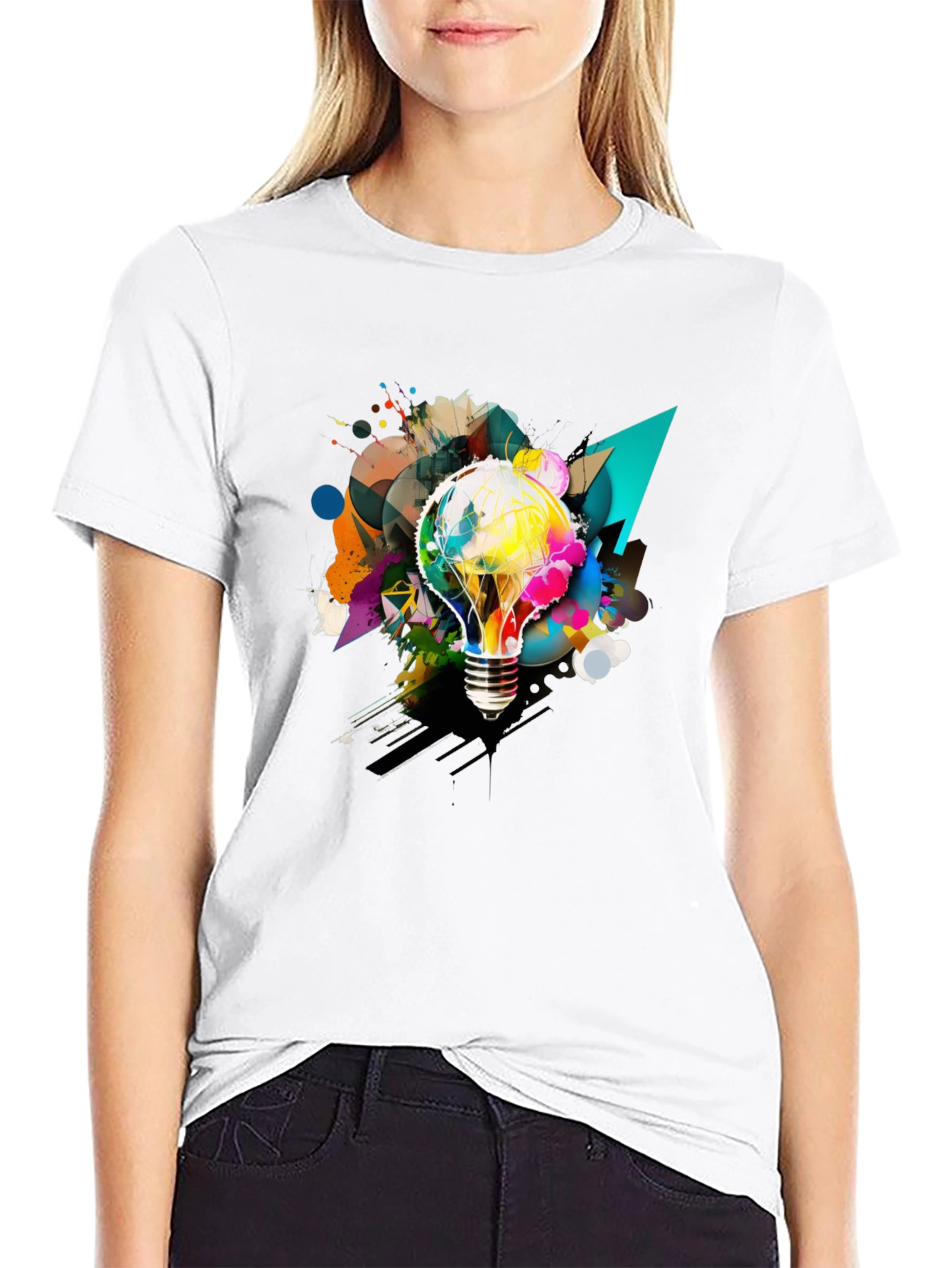 Creative Idea Bulb Graphic Tee - Mens Black T-Shirt