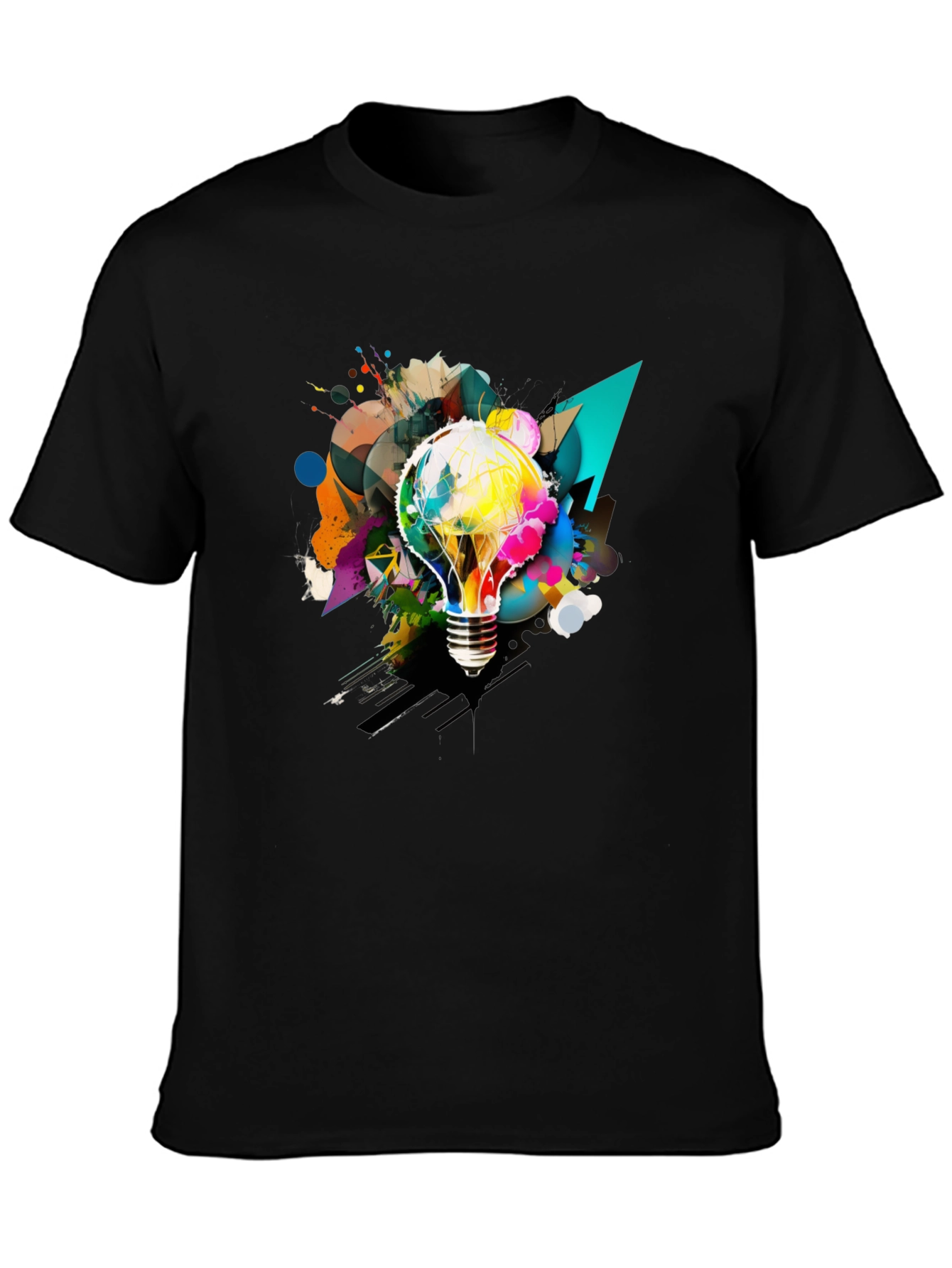 Creative Idea Bulb Graphic Tee - Mens Black T-Shirt