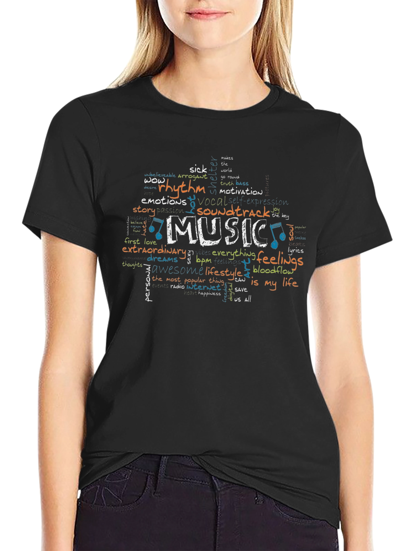 Music Word Art Graphic T-Shirt