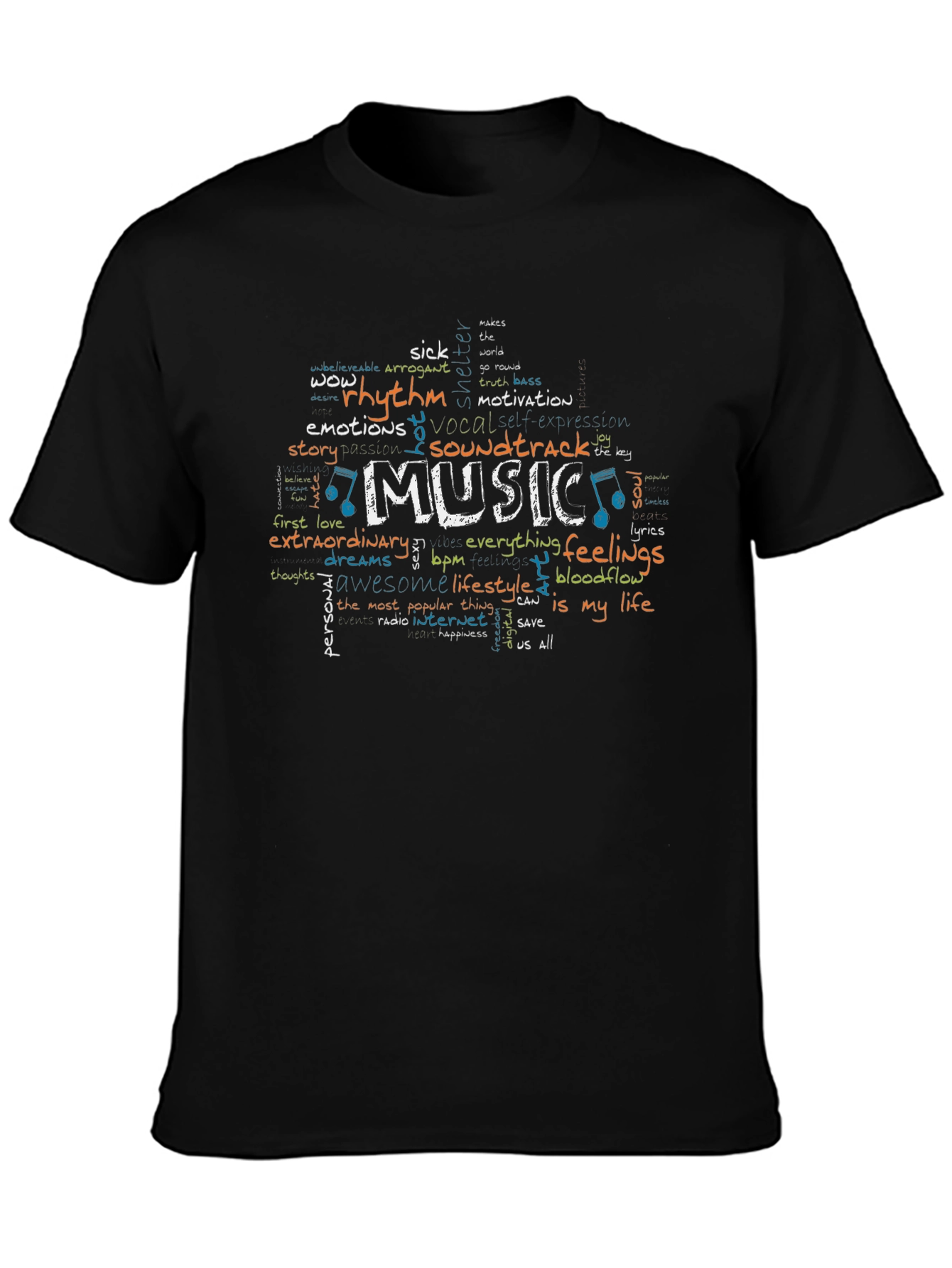 Music Word Art Graphic T-Shirt