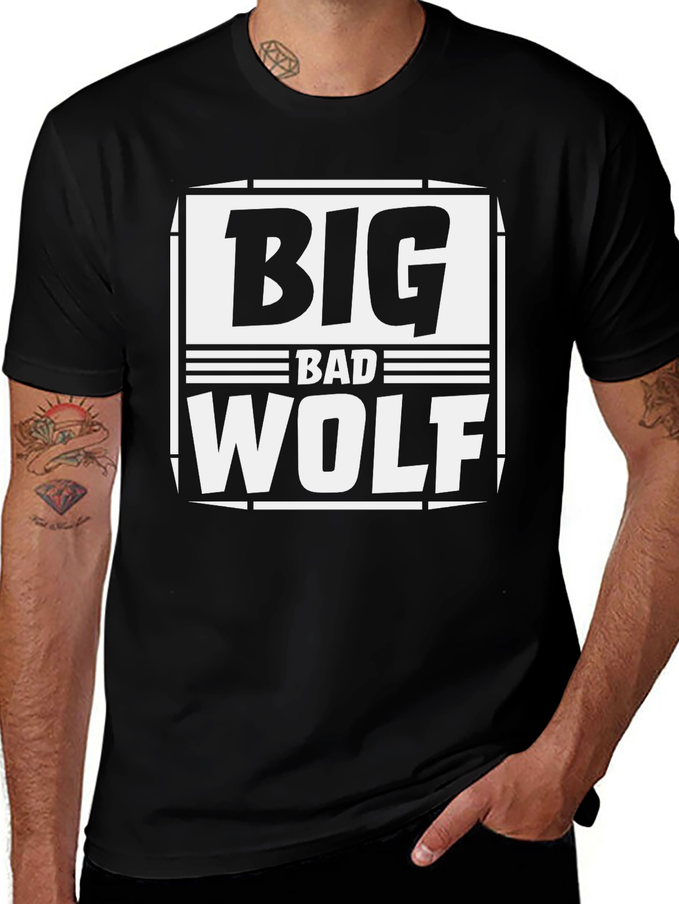 Big Bad Wolf Graphic Tee - Black Cotton T-Shirt