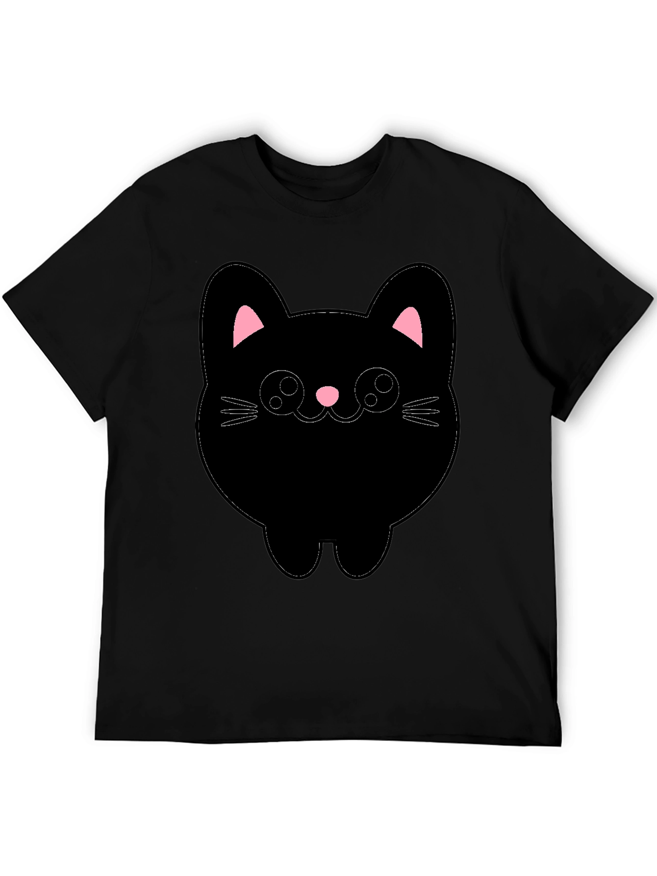 Cute Cat Graphic T-Shirt - Black Cotton Tee