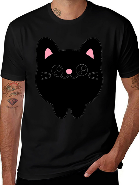 Cute Cat Graphic T-Shirt - Black Cotton Tee
