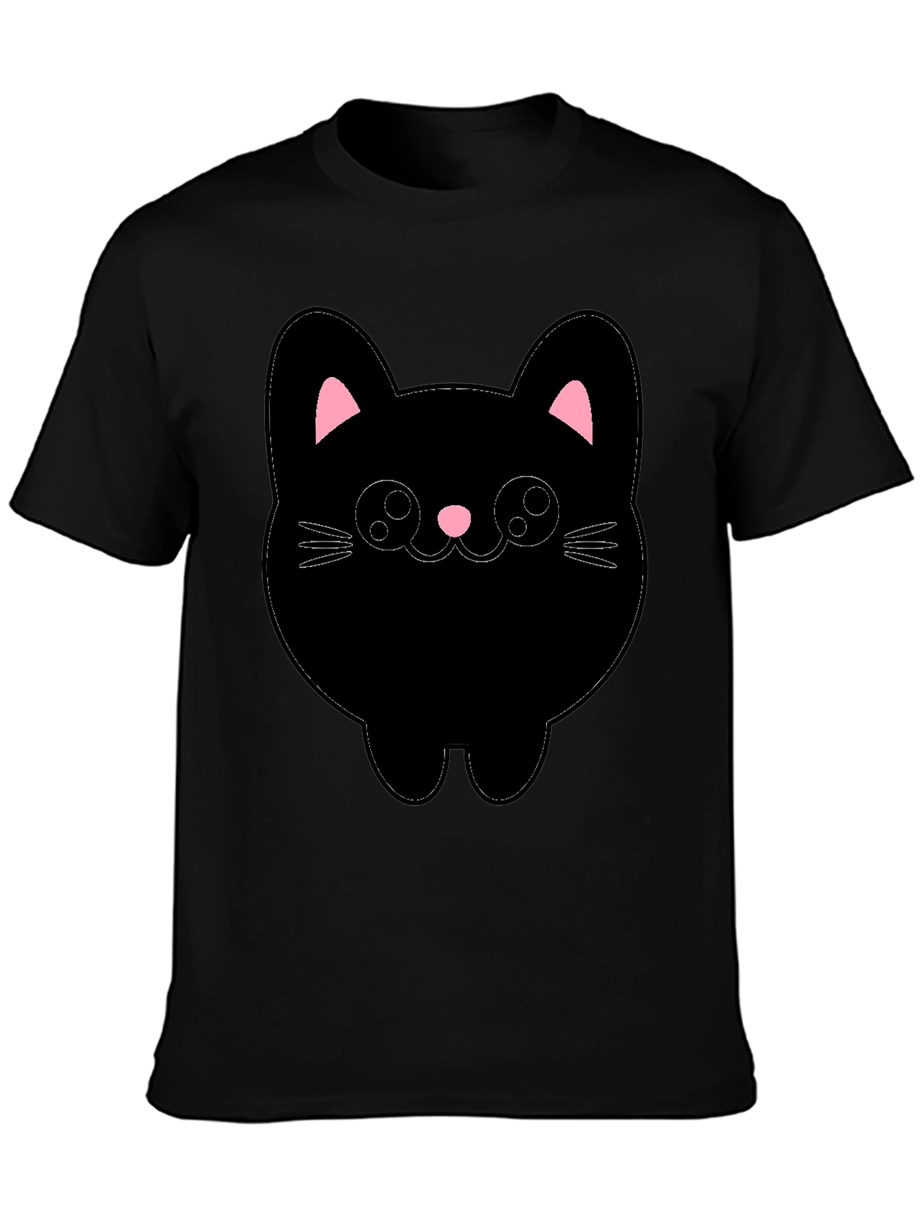 Cute Cat Graphic T-Shirt - Black Cotton Tee