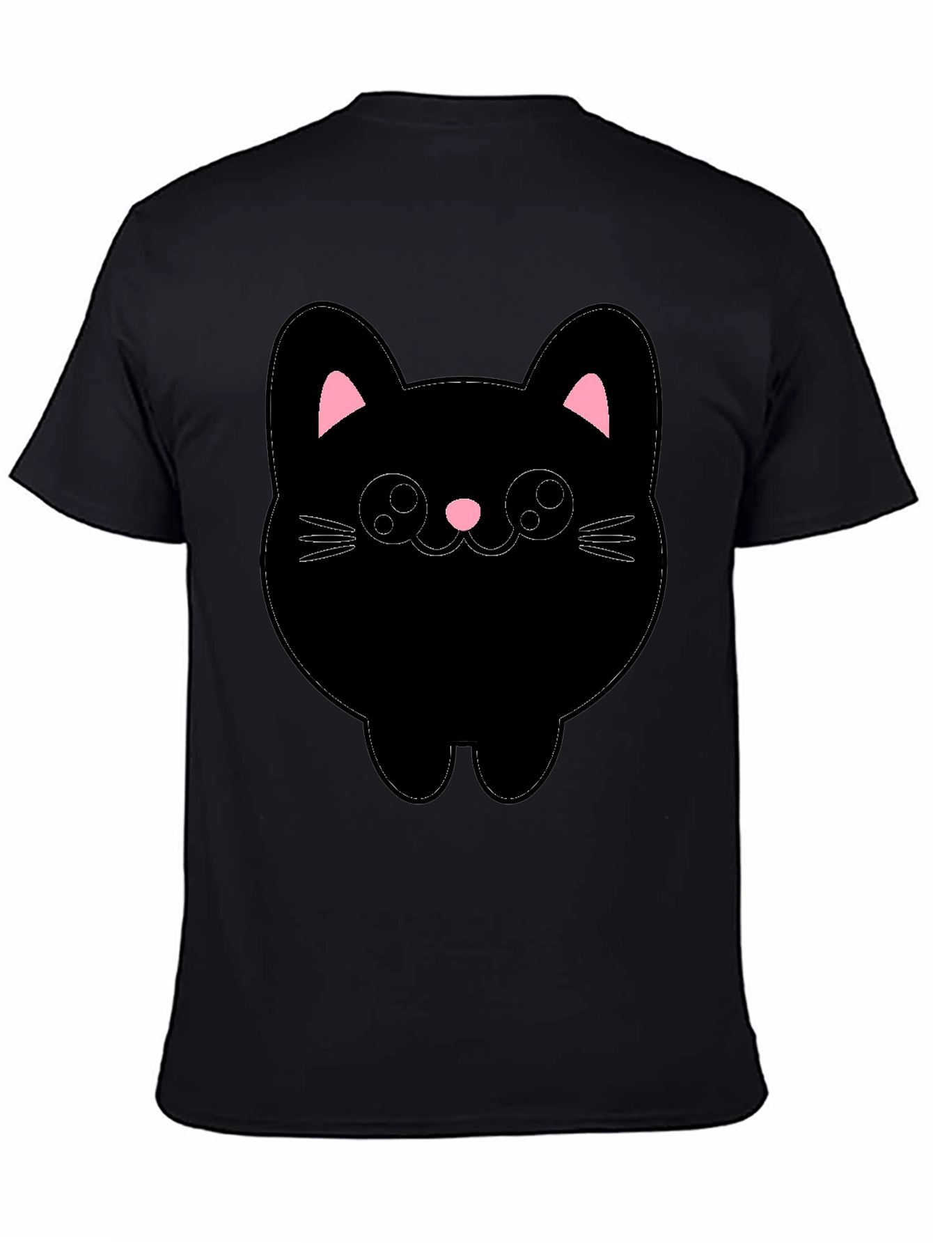 Cute Cat Graphic T-Shirt - Black Cotton Tee