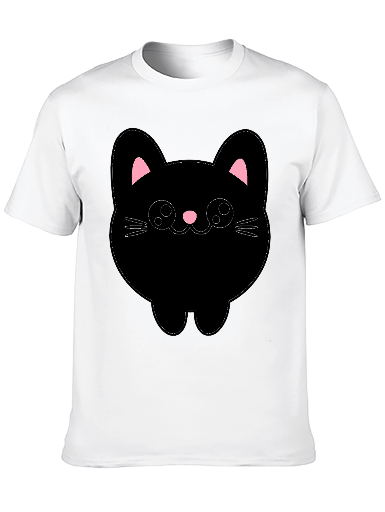 Cute Cat Graphic T-Shirt - Black Cotton Tee