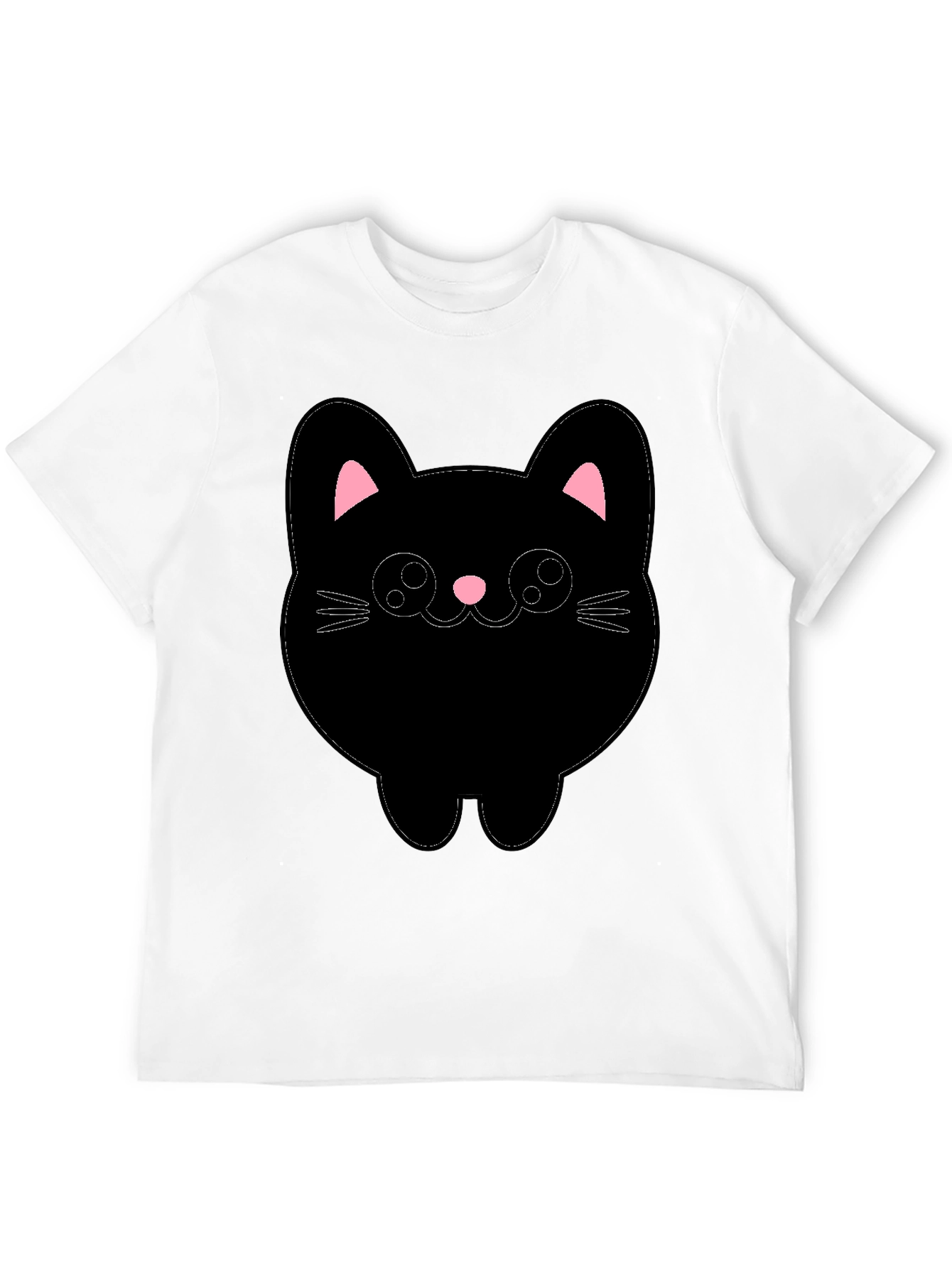 Cute Cat Graphic T-Shirt - Black Cotton Tee