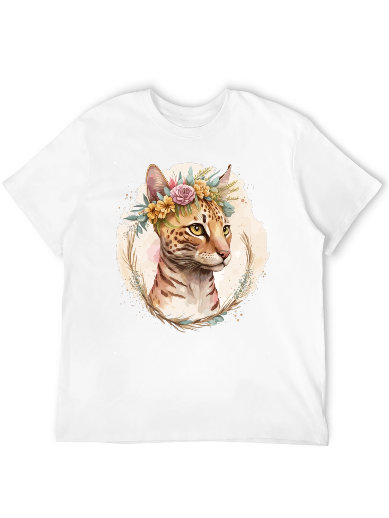 Floral Cat T-Shirt - Unique Graphic Tee