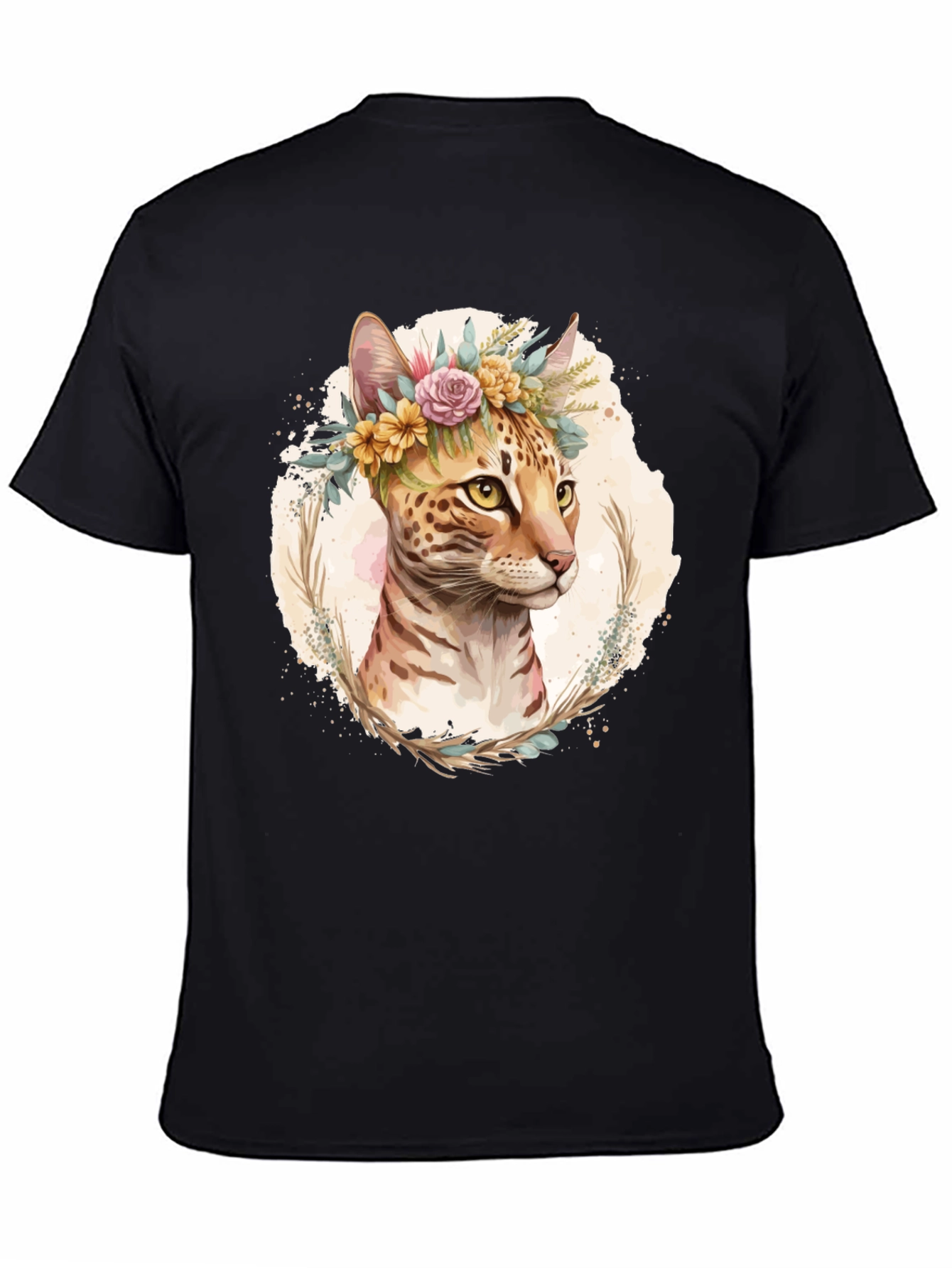 Floral Cat T-Shirt - Unique Graphic Tee