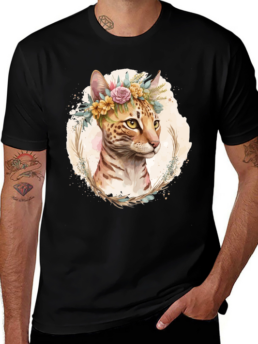Floral Cat T-Shirt - Unique Graphic Tee
