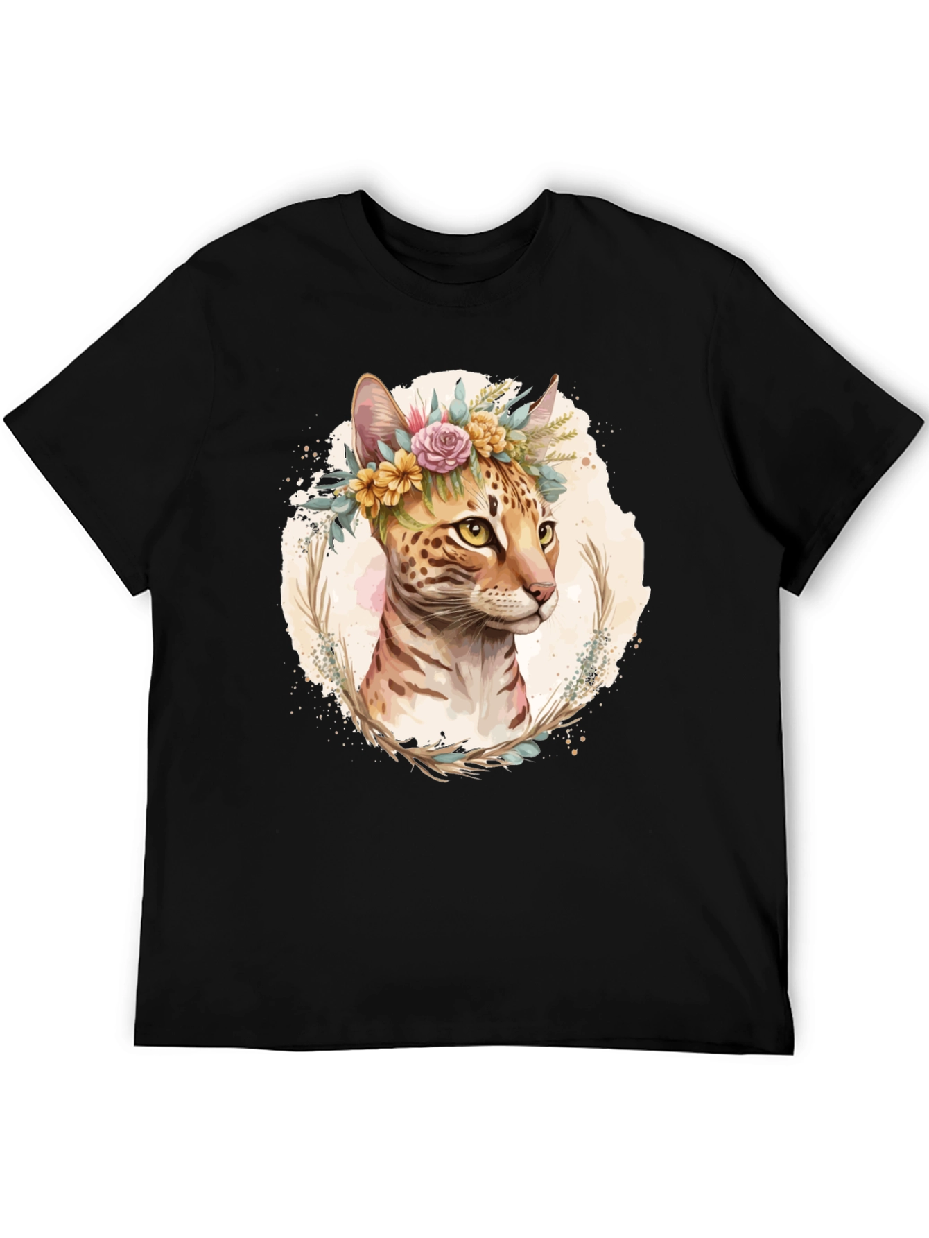 Floral Cat T-Shirt - Unique Graphic Tee