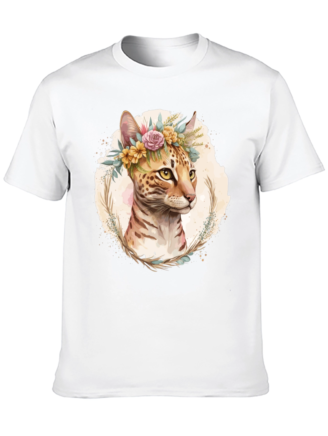 Floral Cat T-Shirt - Unique Graphic Tee