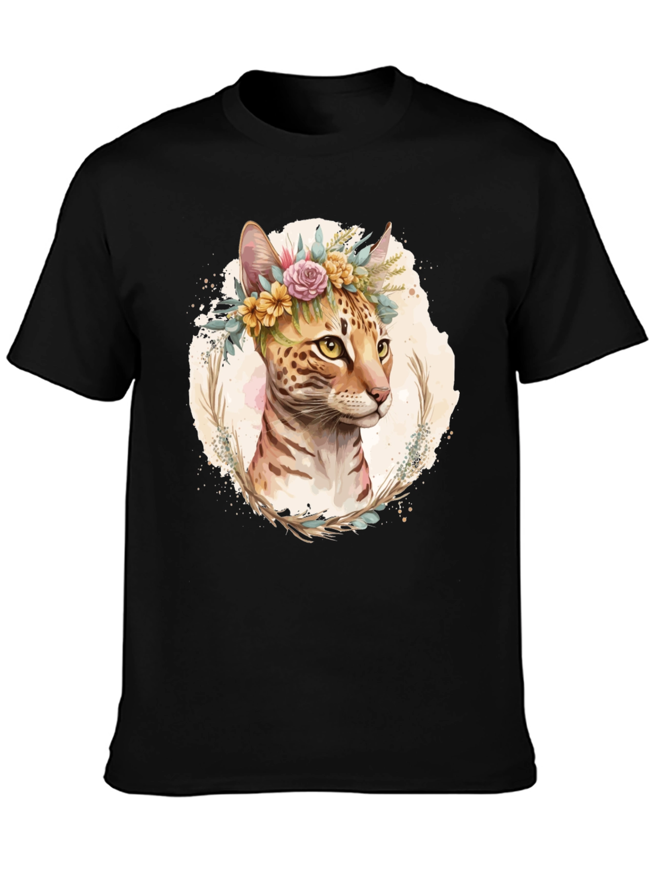 Floral Cat T-Shirt - Unique Graphic Tee