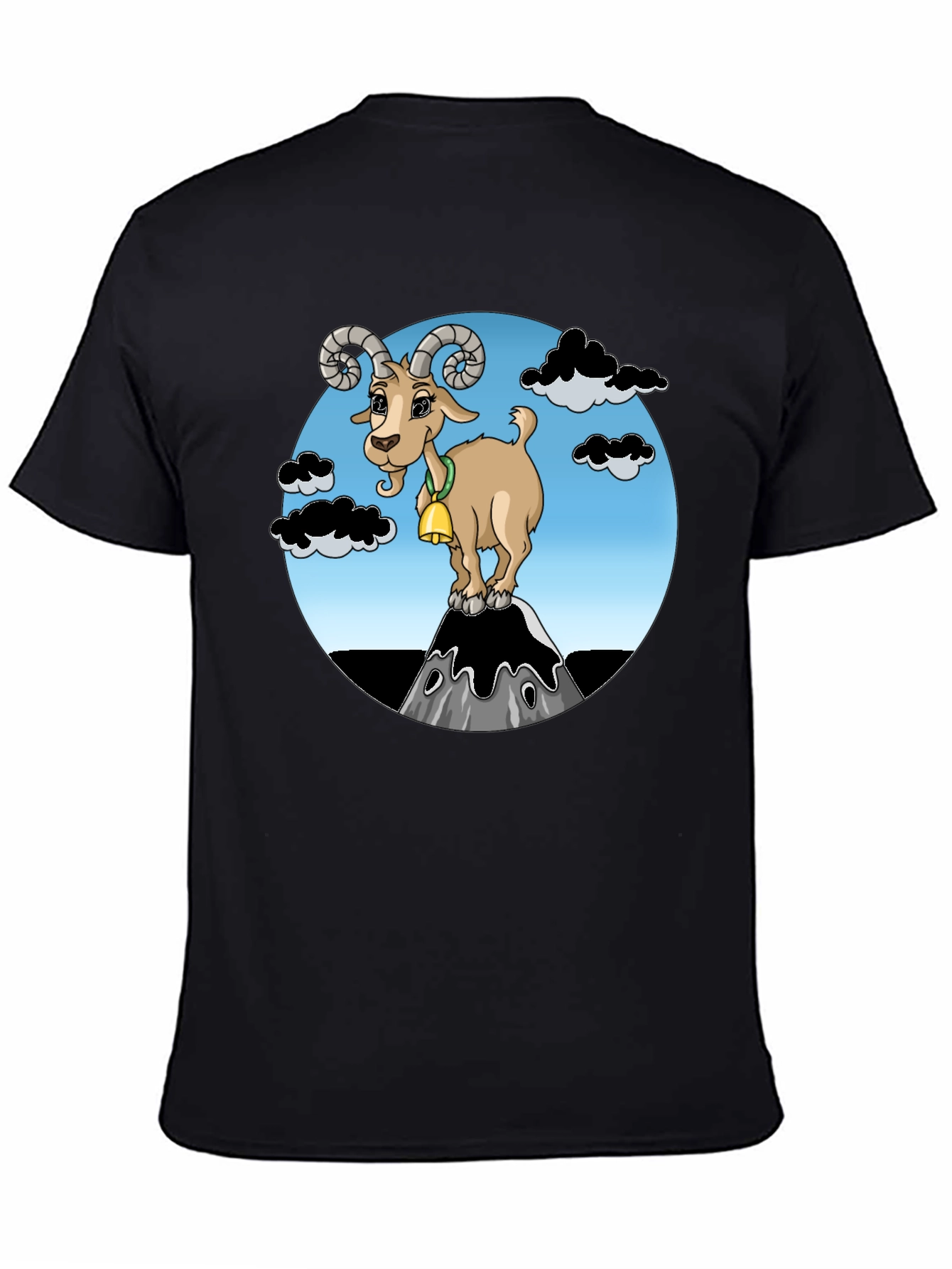Cartoon Goat on Mountain Graphic T-Shirt