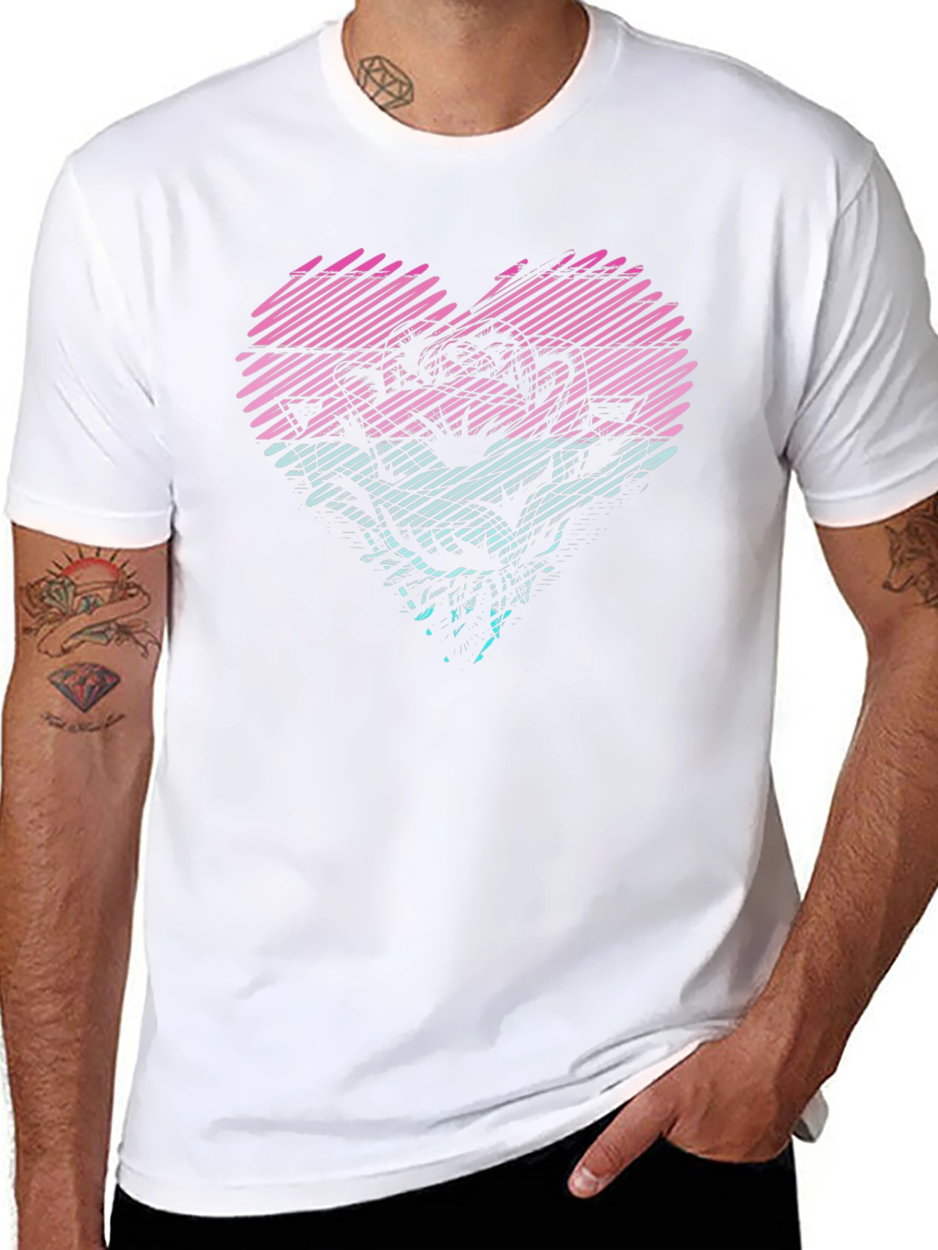Heart Rose Graphic Tee - Stylish Black T-Shirt