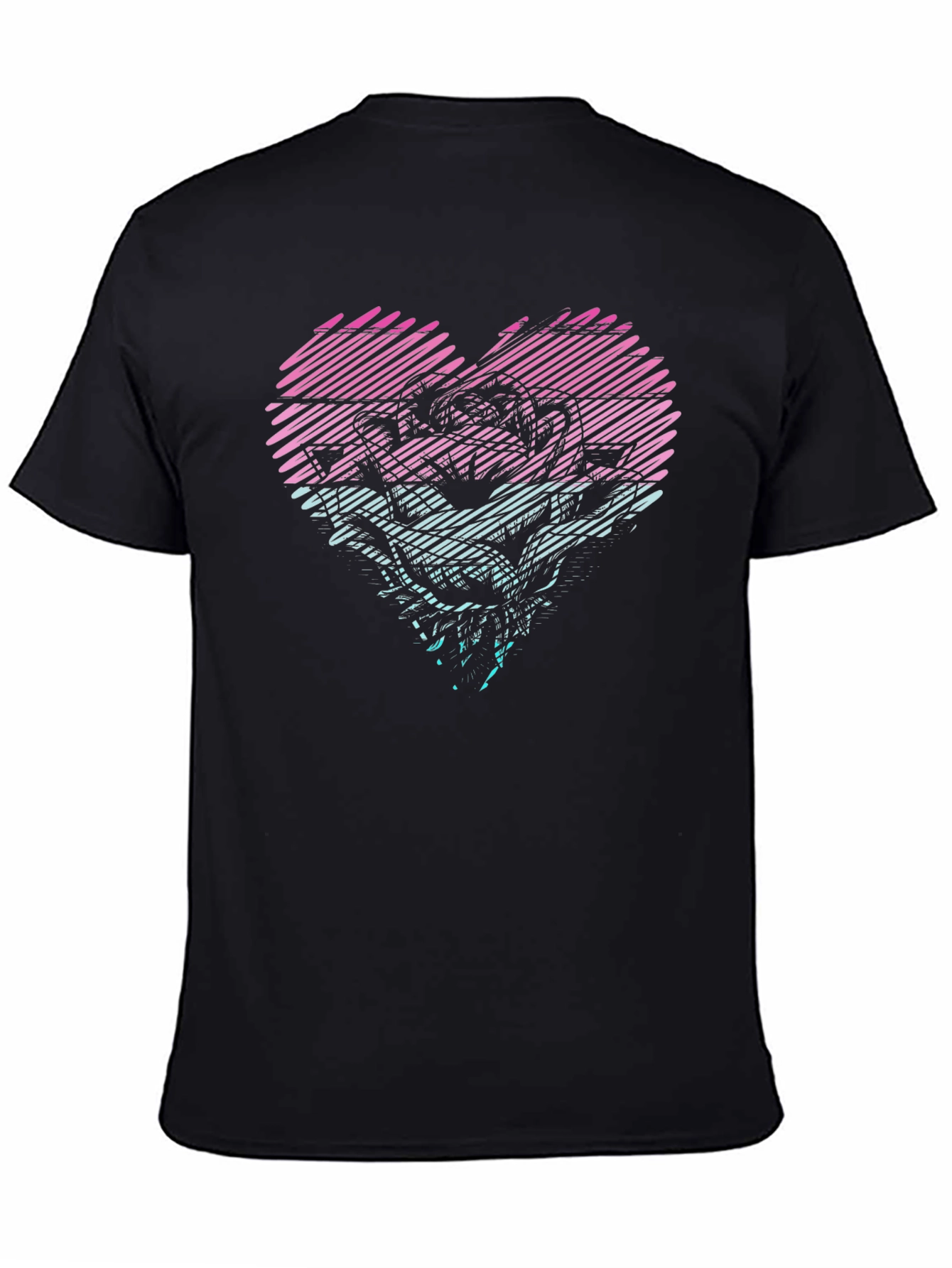 Heart Rose Graphic Tee - Stylish Black T-Shirt