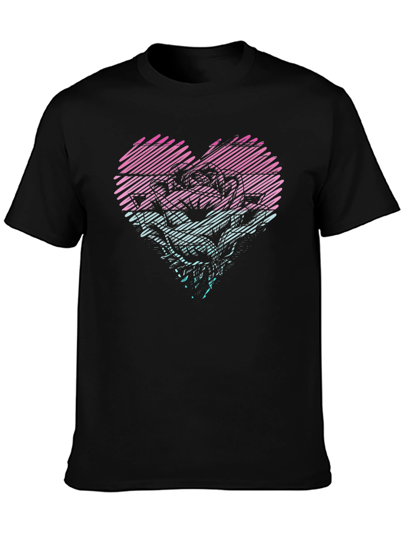 Heart Rose Graphic Tee - Stylish Black T-Shirt
