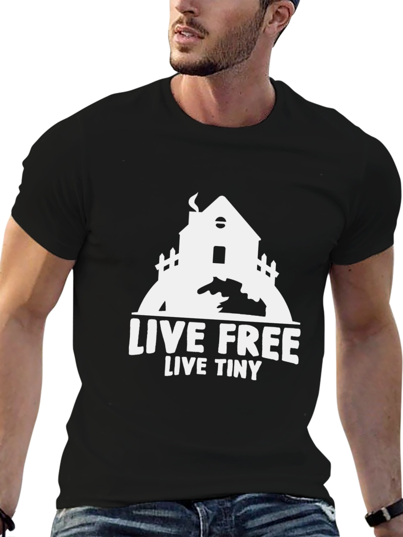 Live Free Live Tiny House T-Shirt - Black