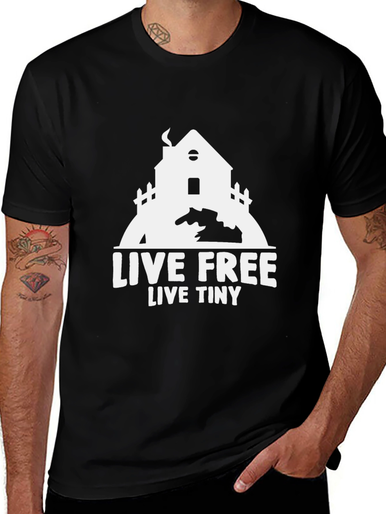 Live Free Live Tiny House T-Shirt - Black
