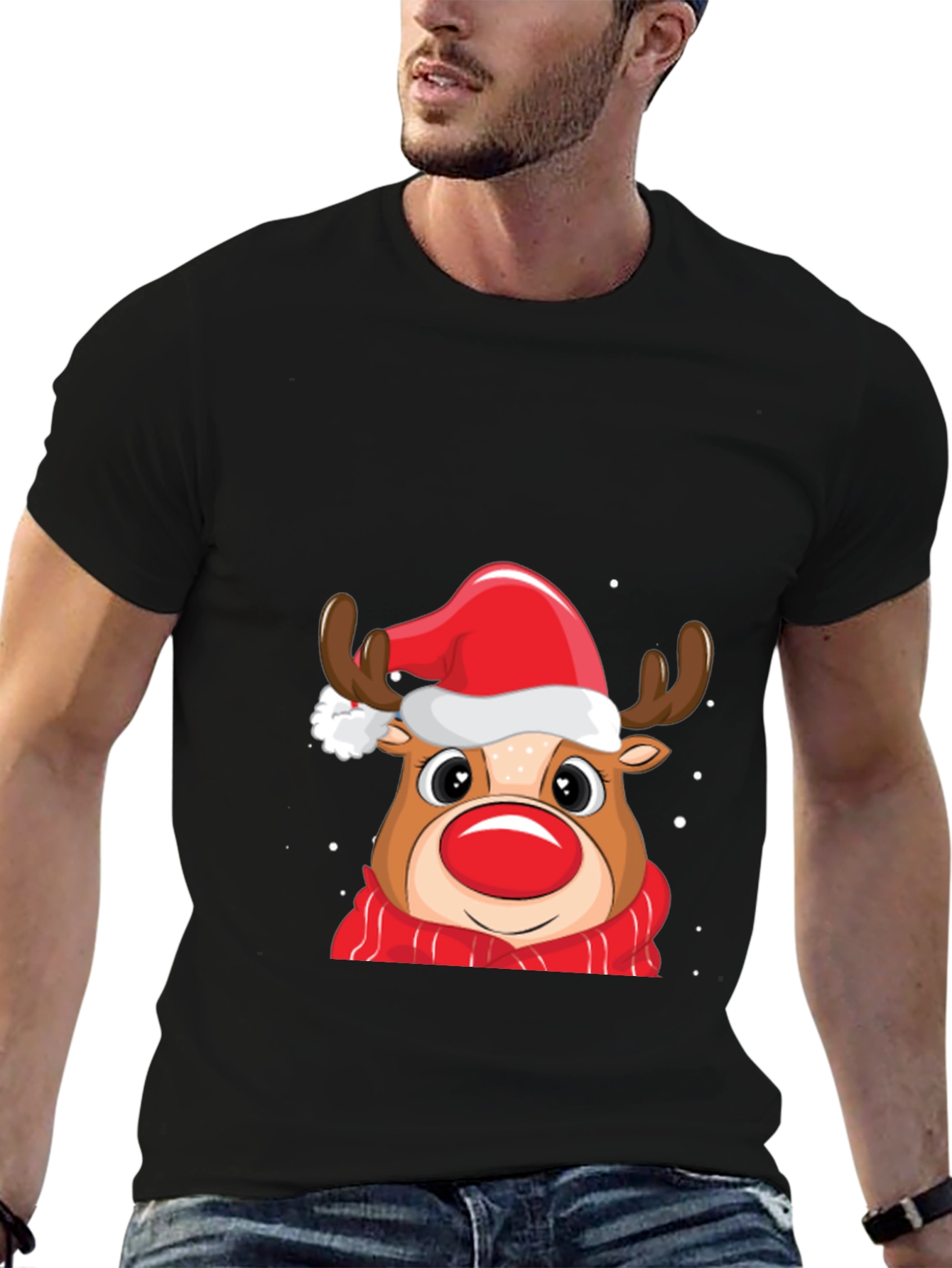 Festive Reindeer Christmas Graphic Tee