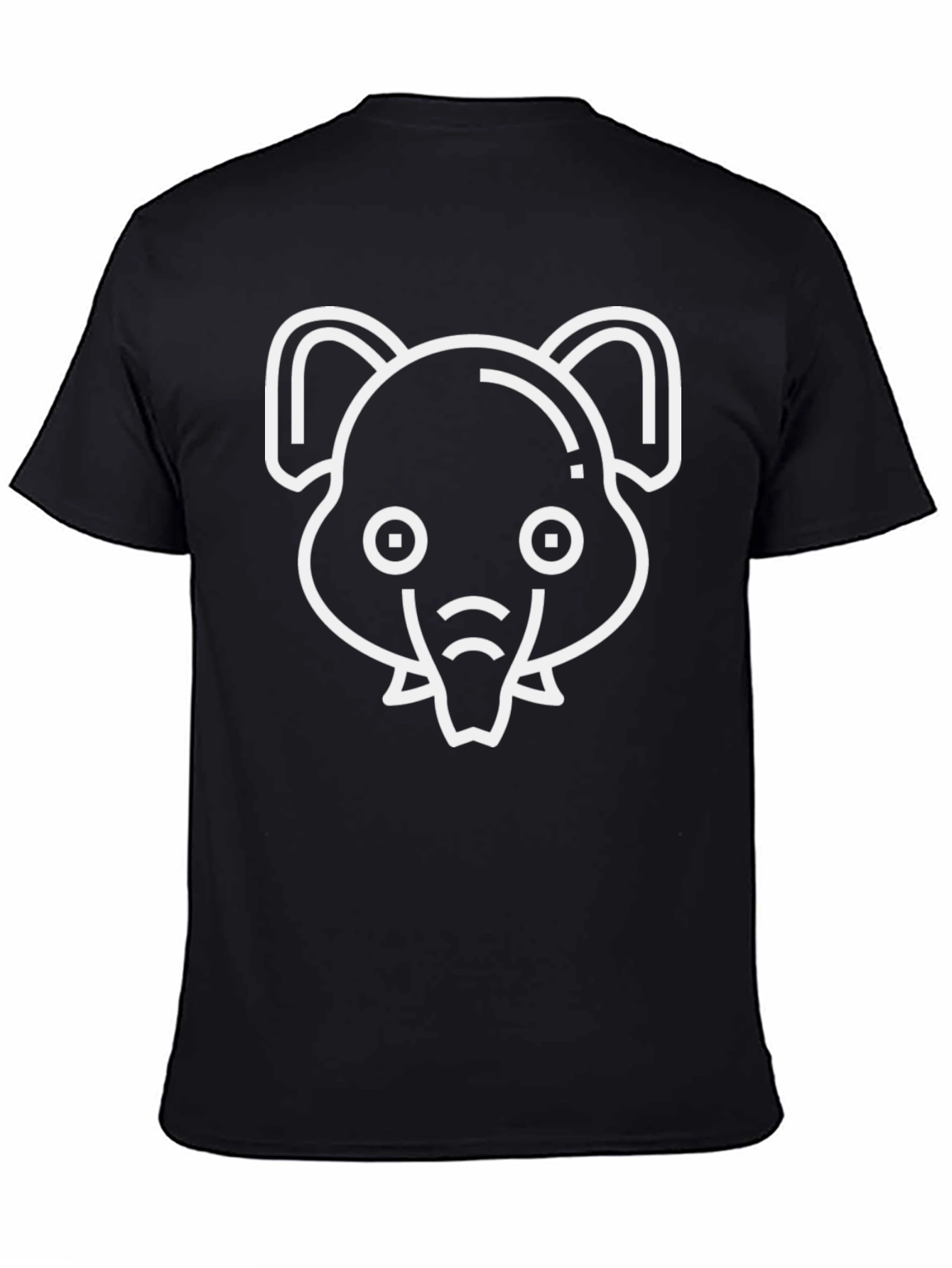 Elephant Outline Black T-Shirt
