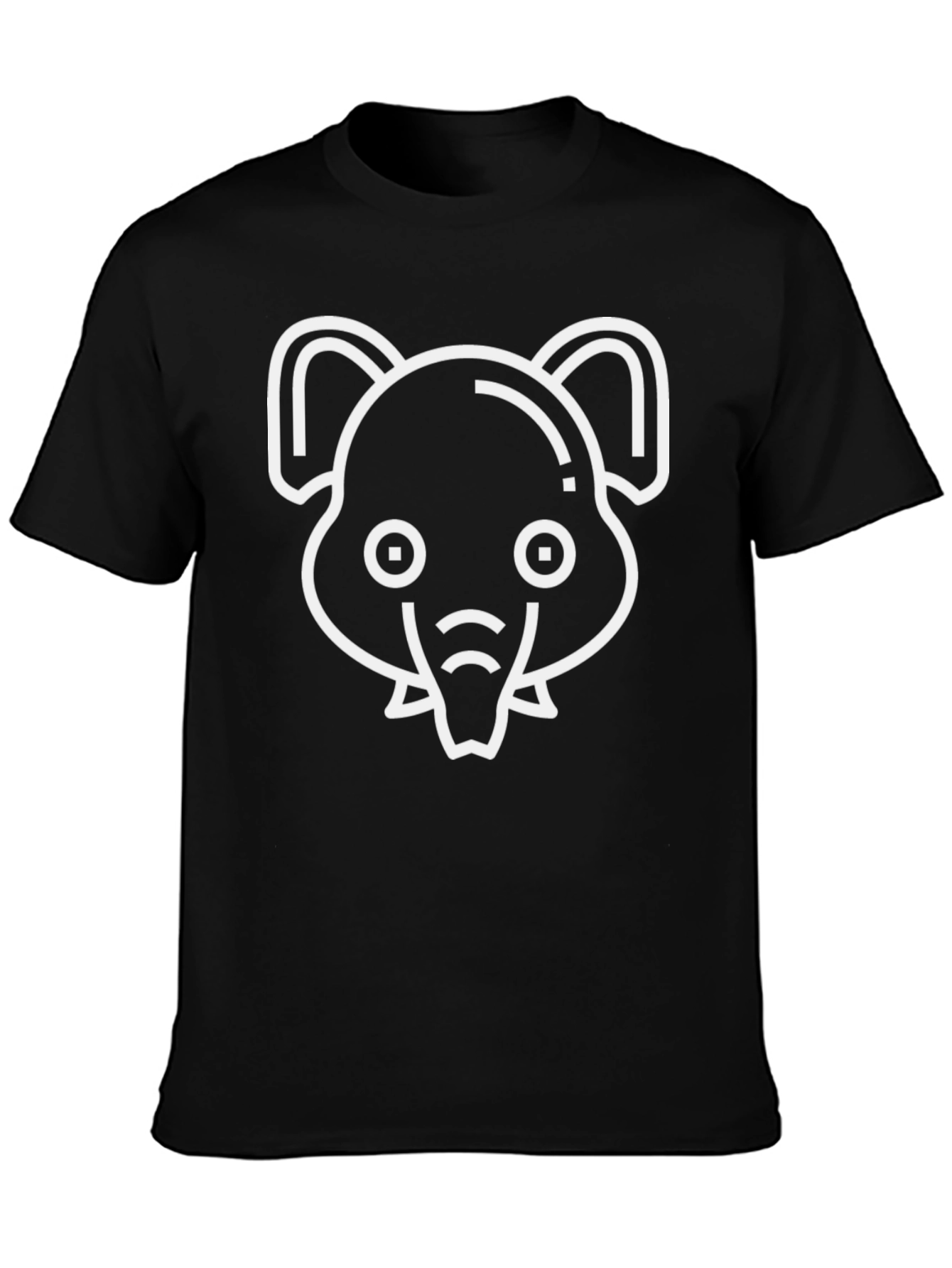 Elephant Outline Black T-Shirt