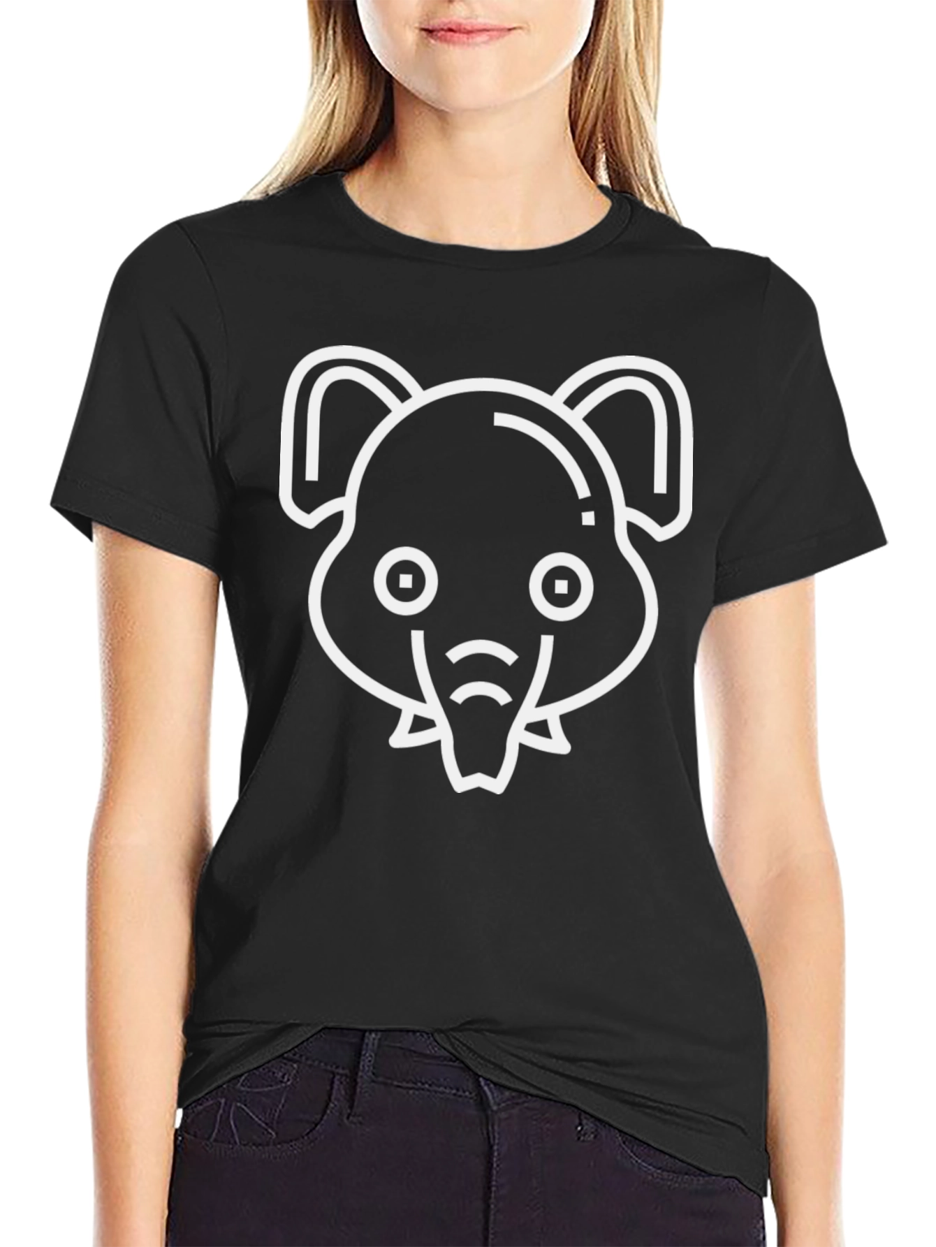 Elephant Outline Black T-Shirt