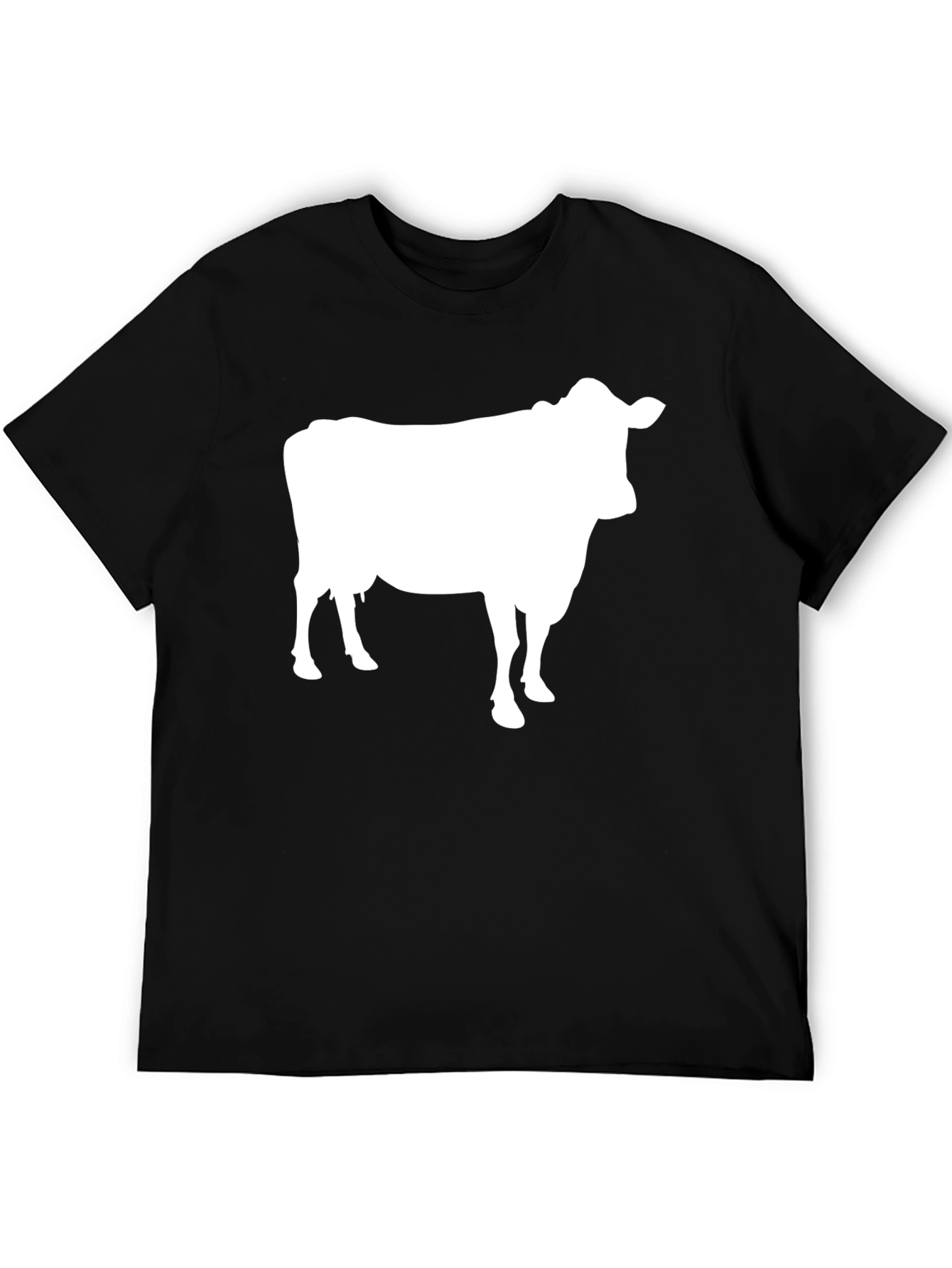 Cow Graphic Tee - Black Cotton T-Shirt