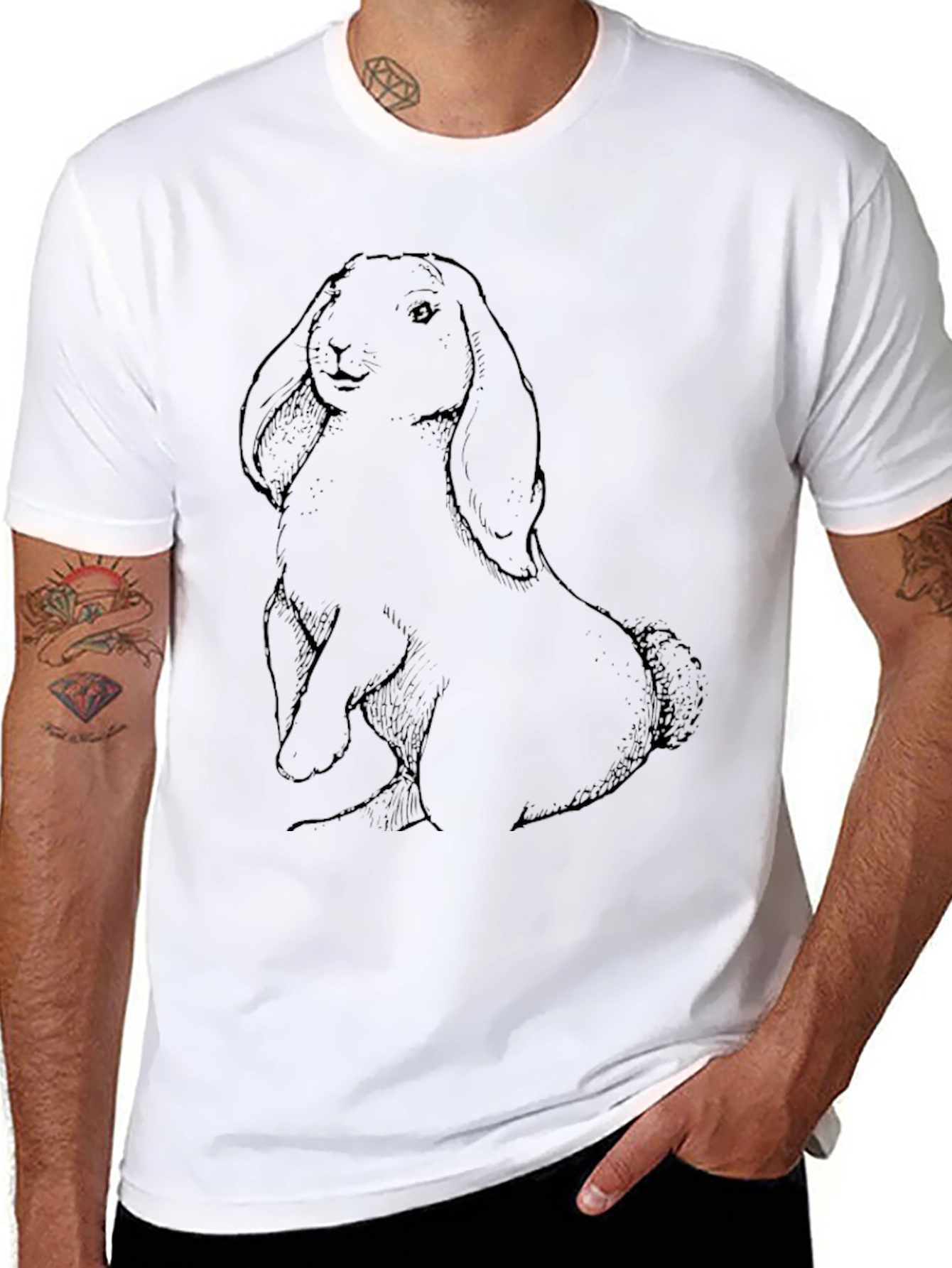 Rabbit Graphic Print Tee - Stylish Casual Wear