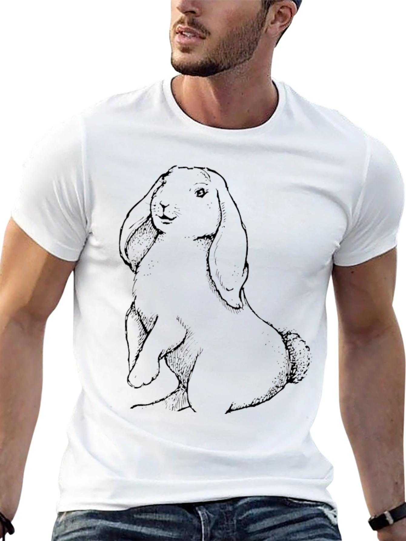 Rabbit Graphic Print Tee - Stylish Casual Wear