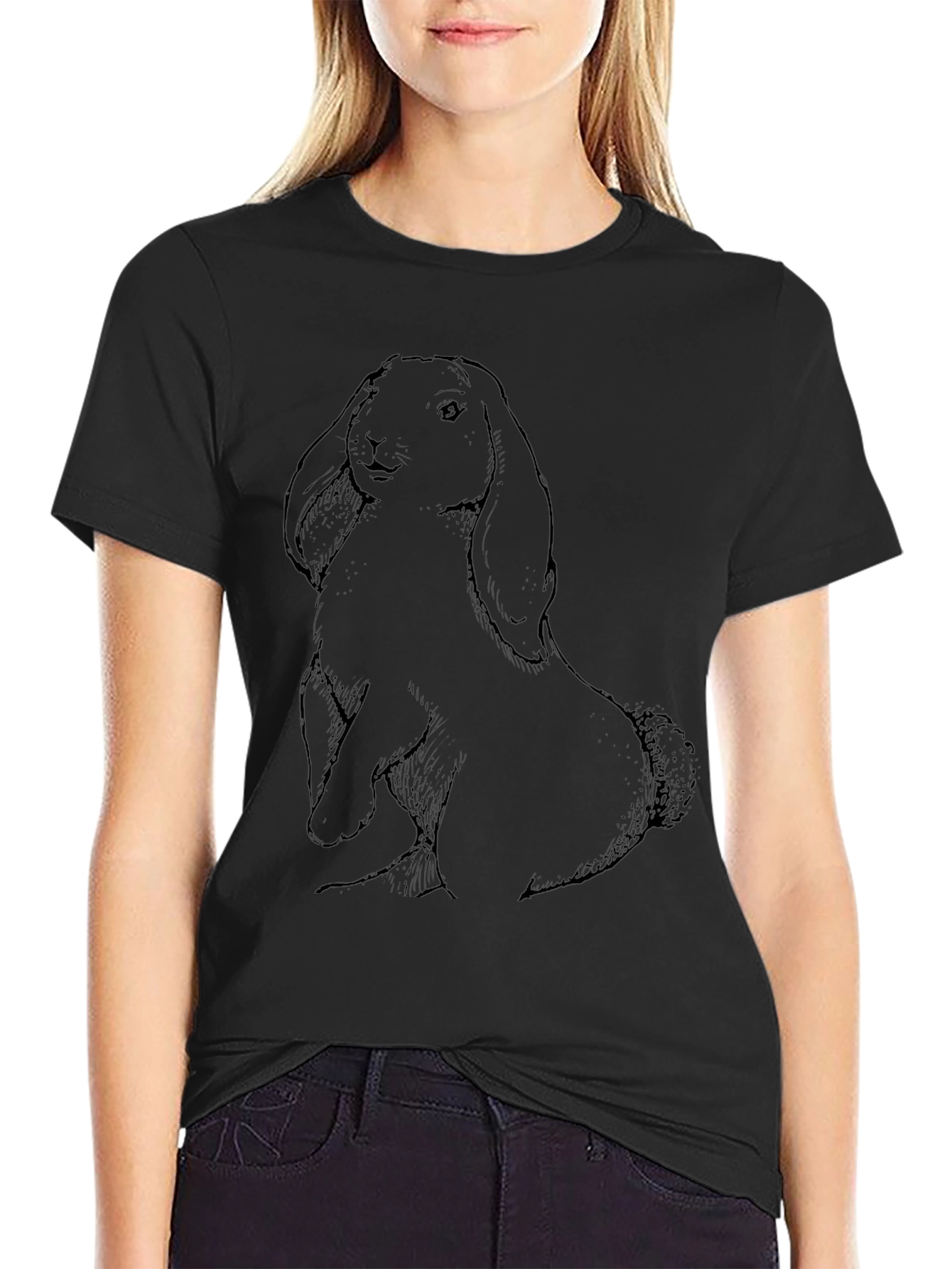 Rabbit Graphic Print Tee - Stylish Casual Wear