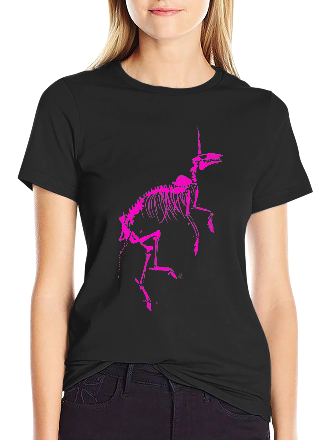 Unicorn Skeleton Graphic Tee - Black
