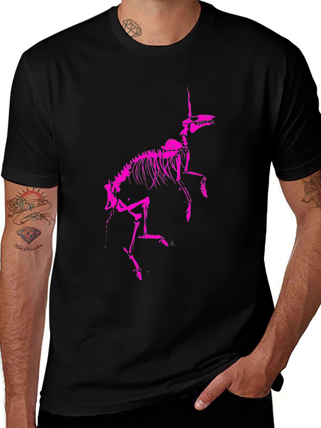 Unicorn Skeleton Graphic Tee - Black