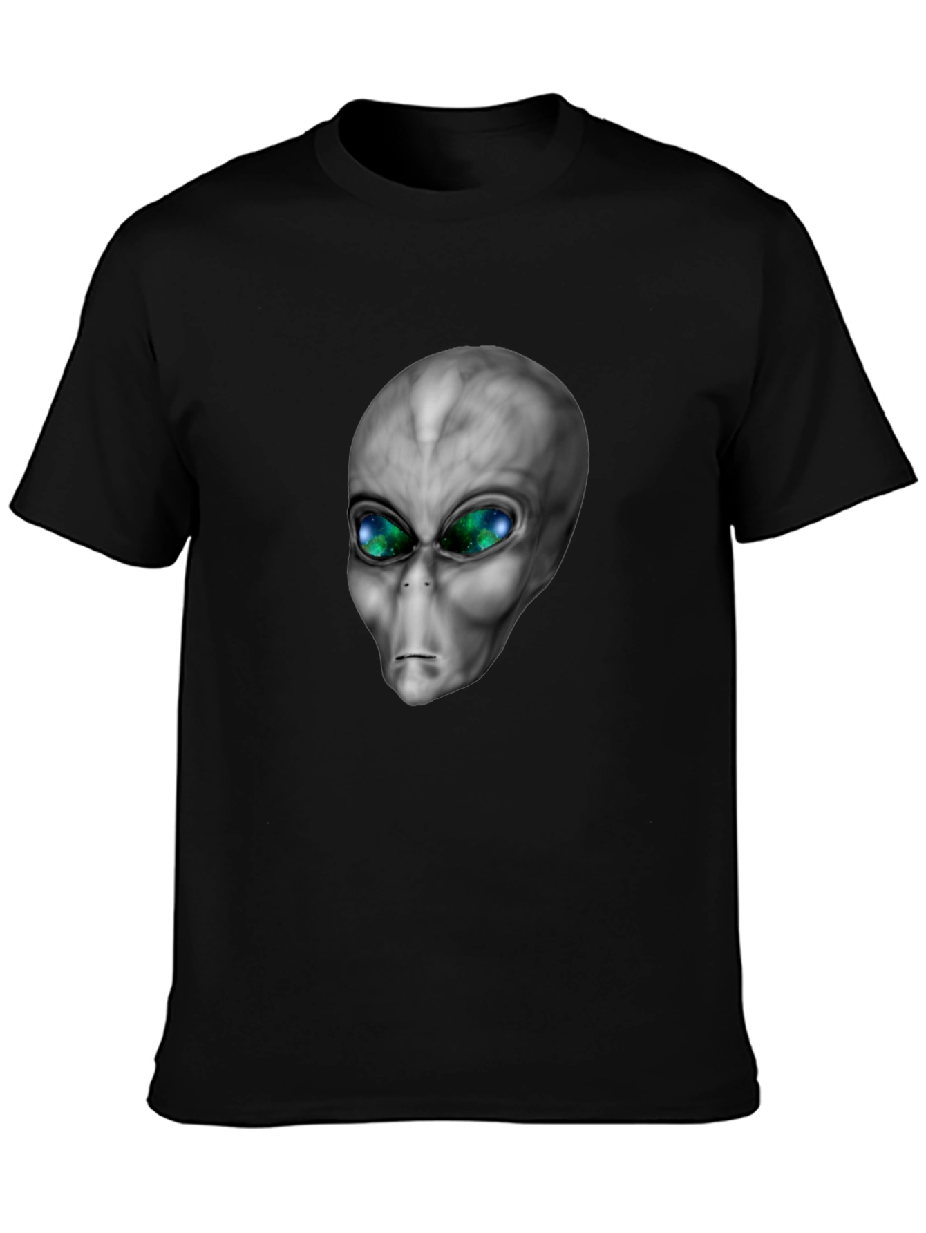 Alien Head Graphic Tee - Black Cotton Blend