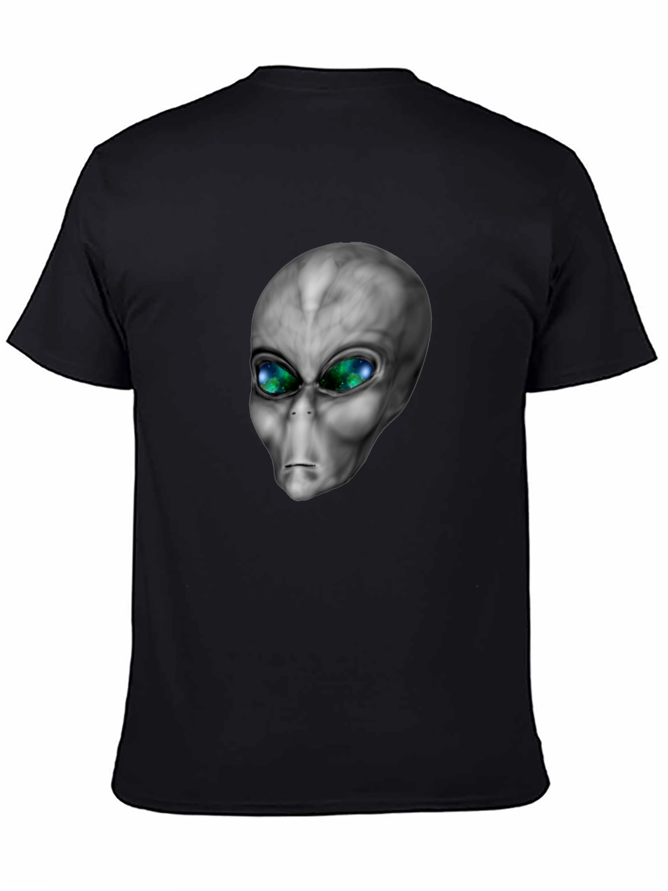 Alien Head Graphic Tee - Black Cotton Blend