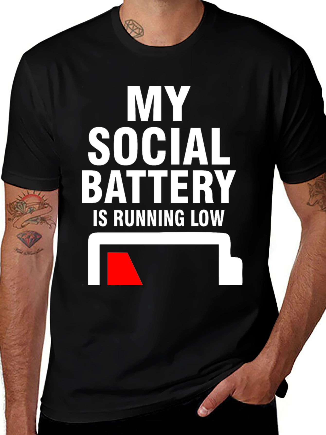 Social Battery Low Graphic Tee - Introvert Humor