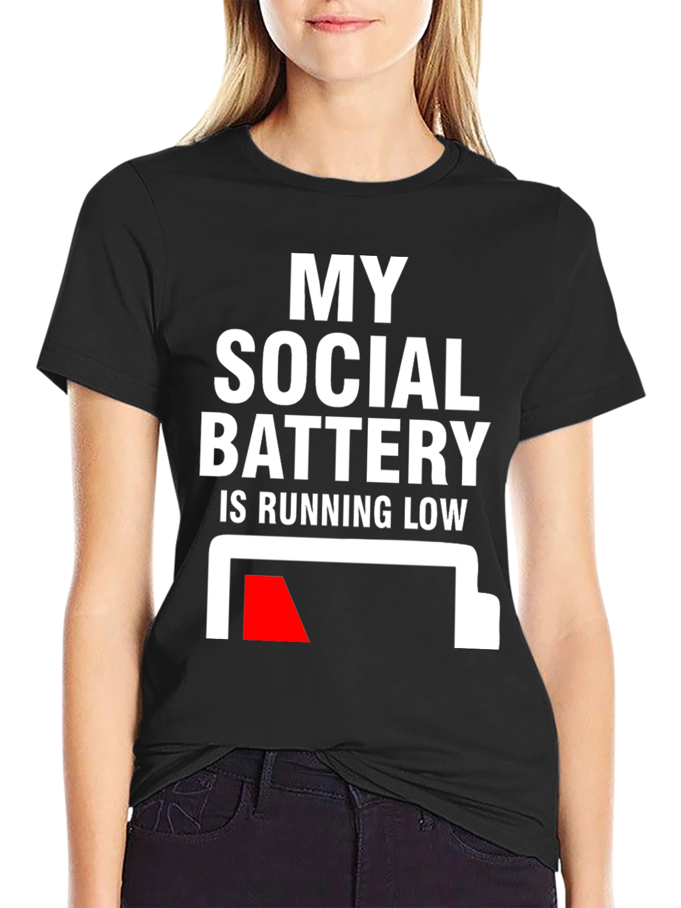 Social Battery Low Graphic Tee - Introvert Humor