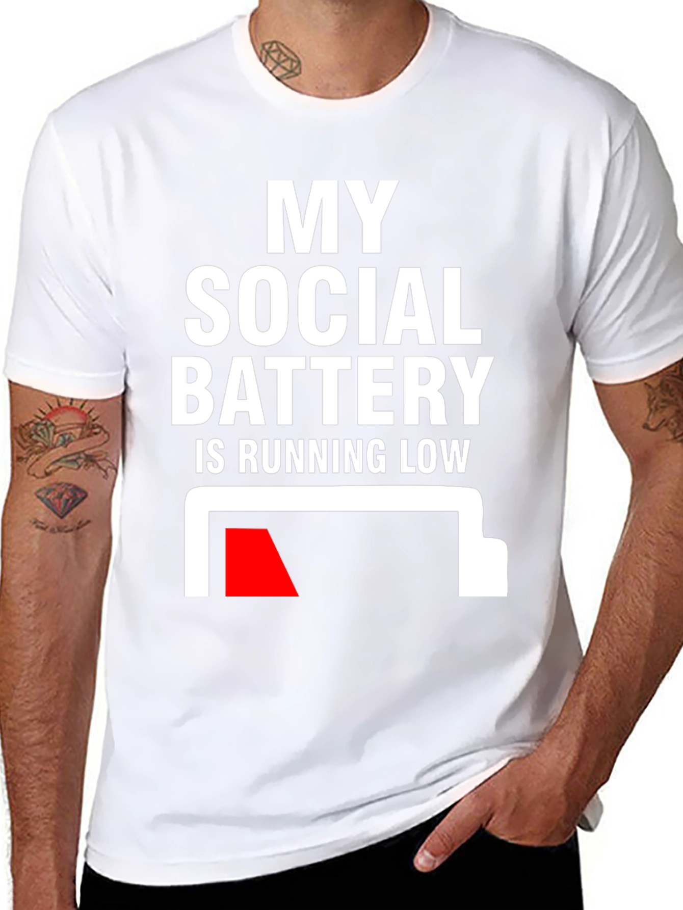 Social Battery Low Graphic Tee - Introvert Humor