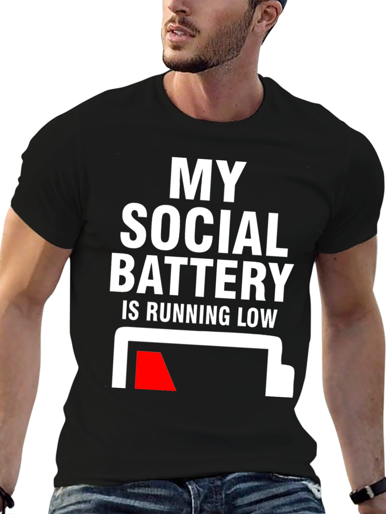 Social Battery Low Graphic Tee - Introvert Humor