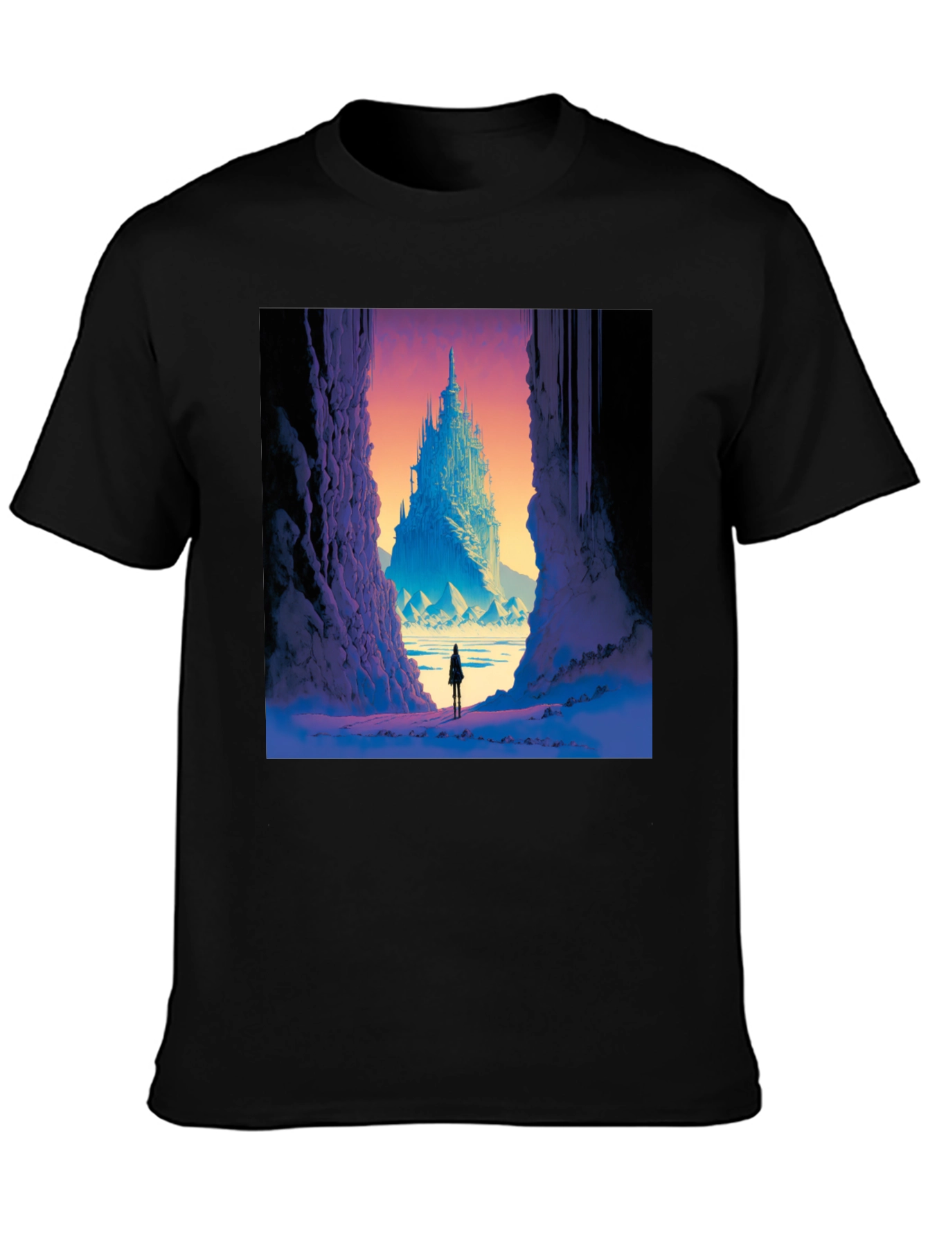 Fantasy Castle Print Black T-Shirt